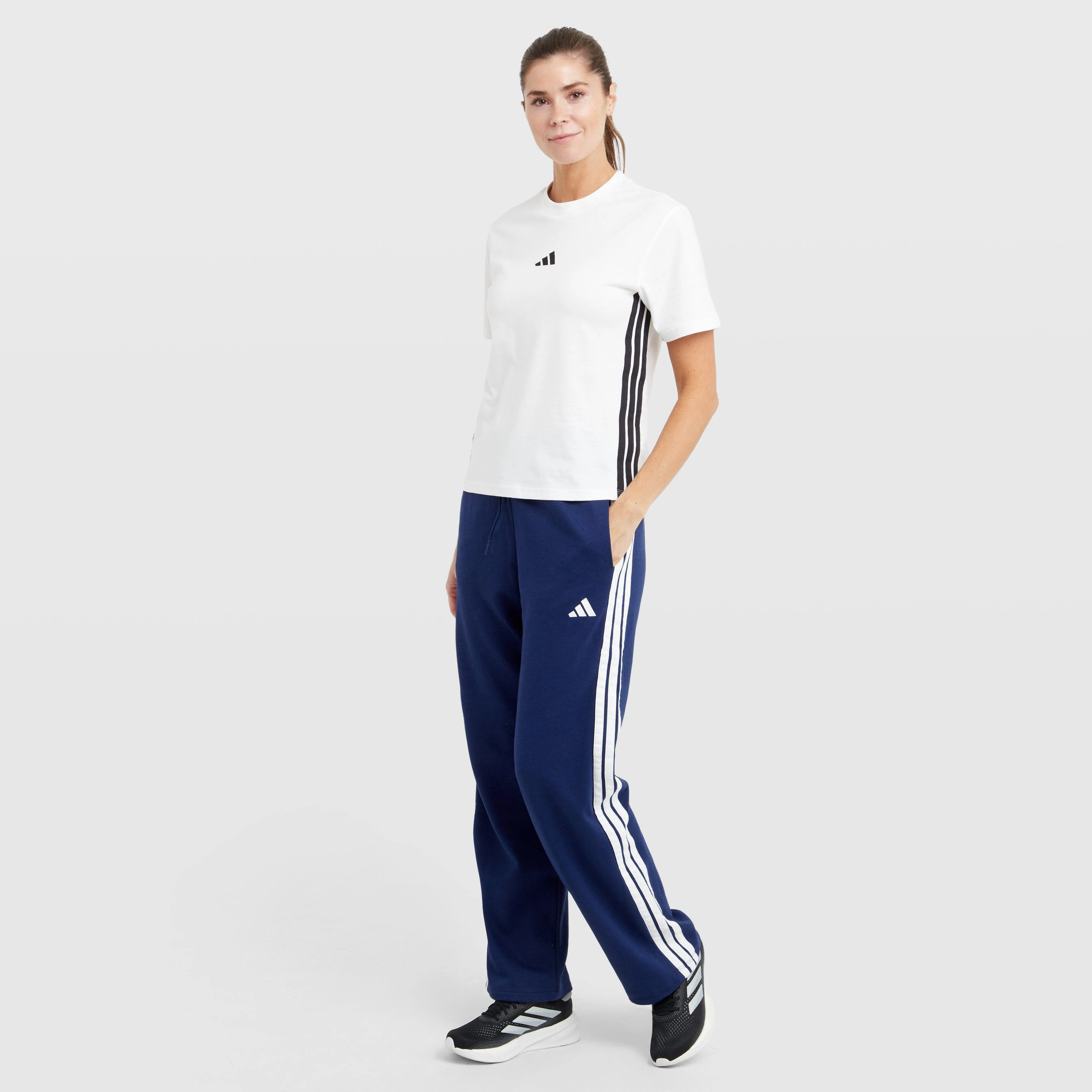 Women’s Essentials 3-Stripes Open-Hem Fleece Pants - Image 3