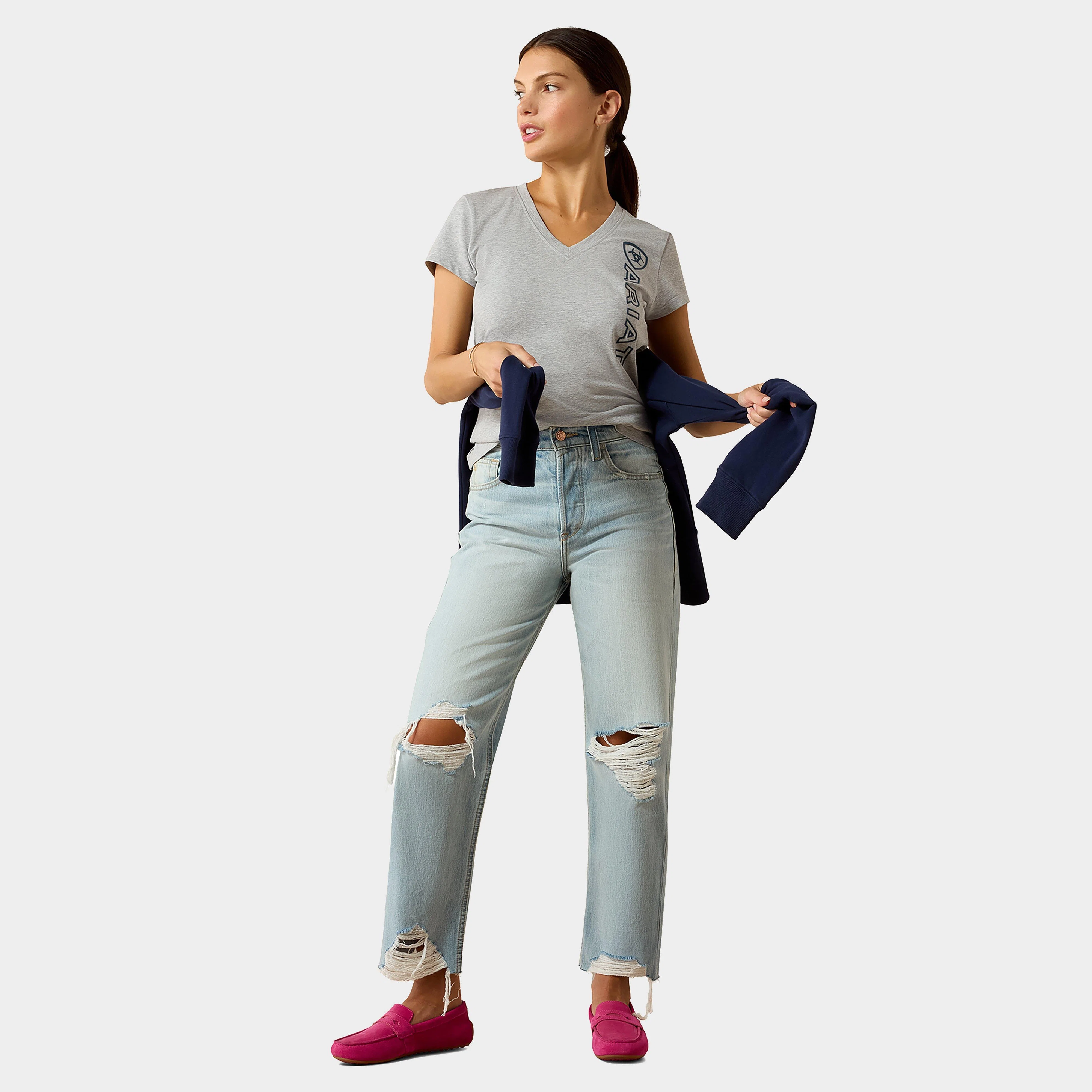 Women's Vertical Logo V T-Shirt - Image 4