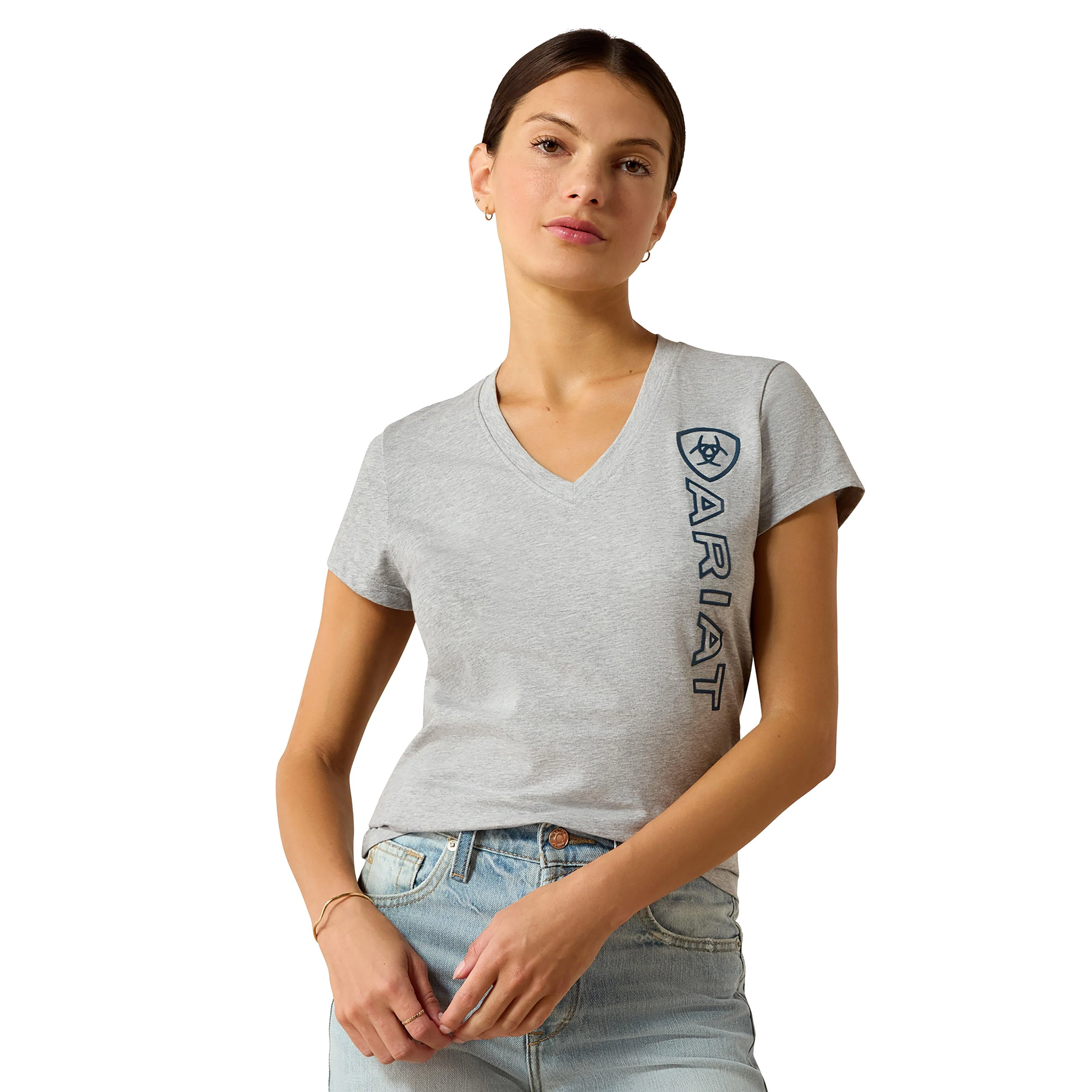 Women's Vertical Logo V T-Shirt - Image 5