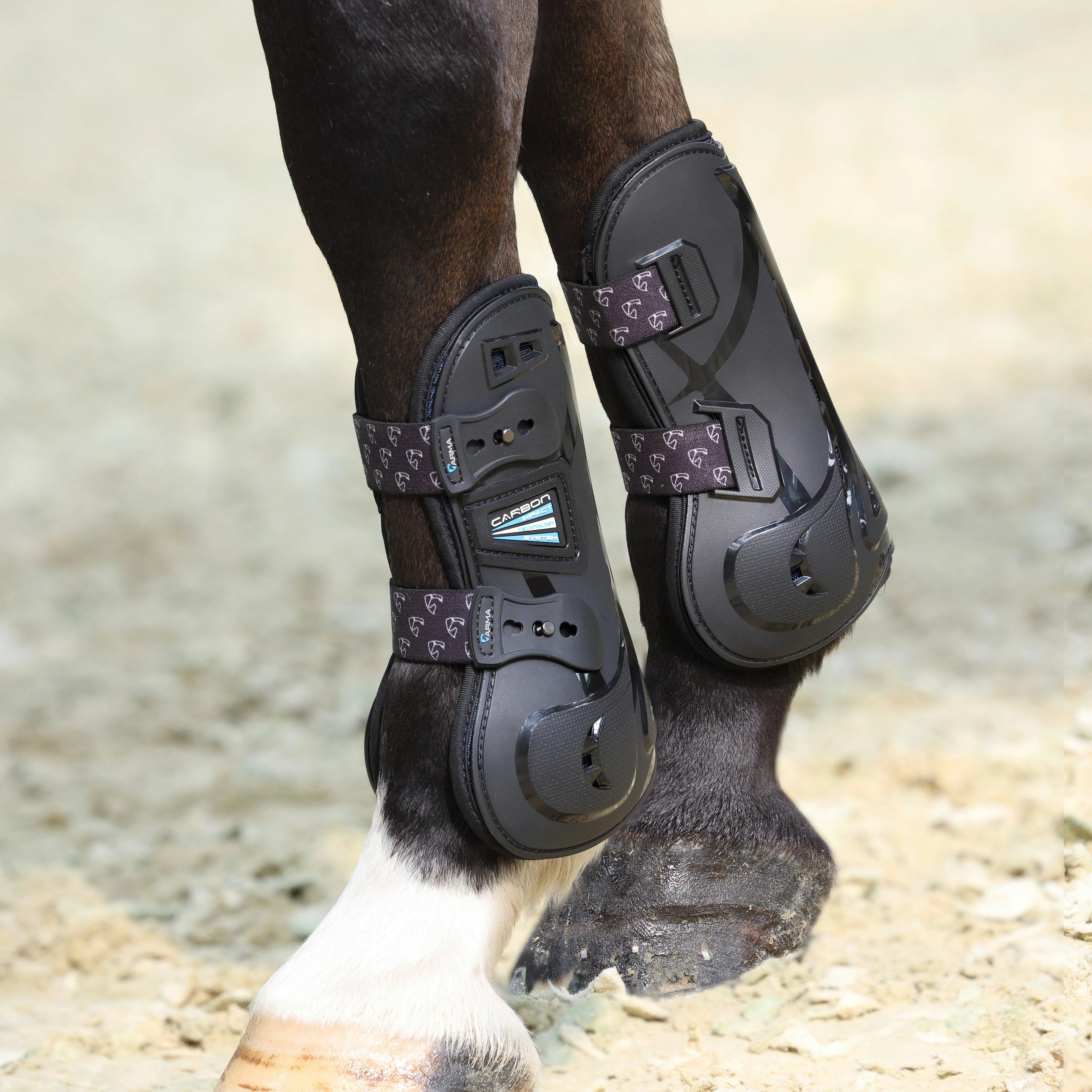 Carbon Open Fronted Tendon Boots Black - Image 2