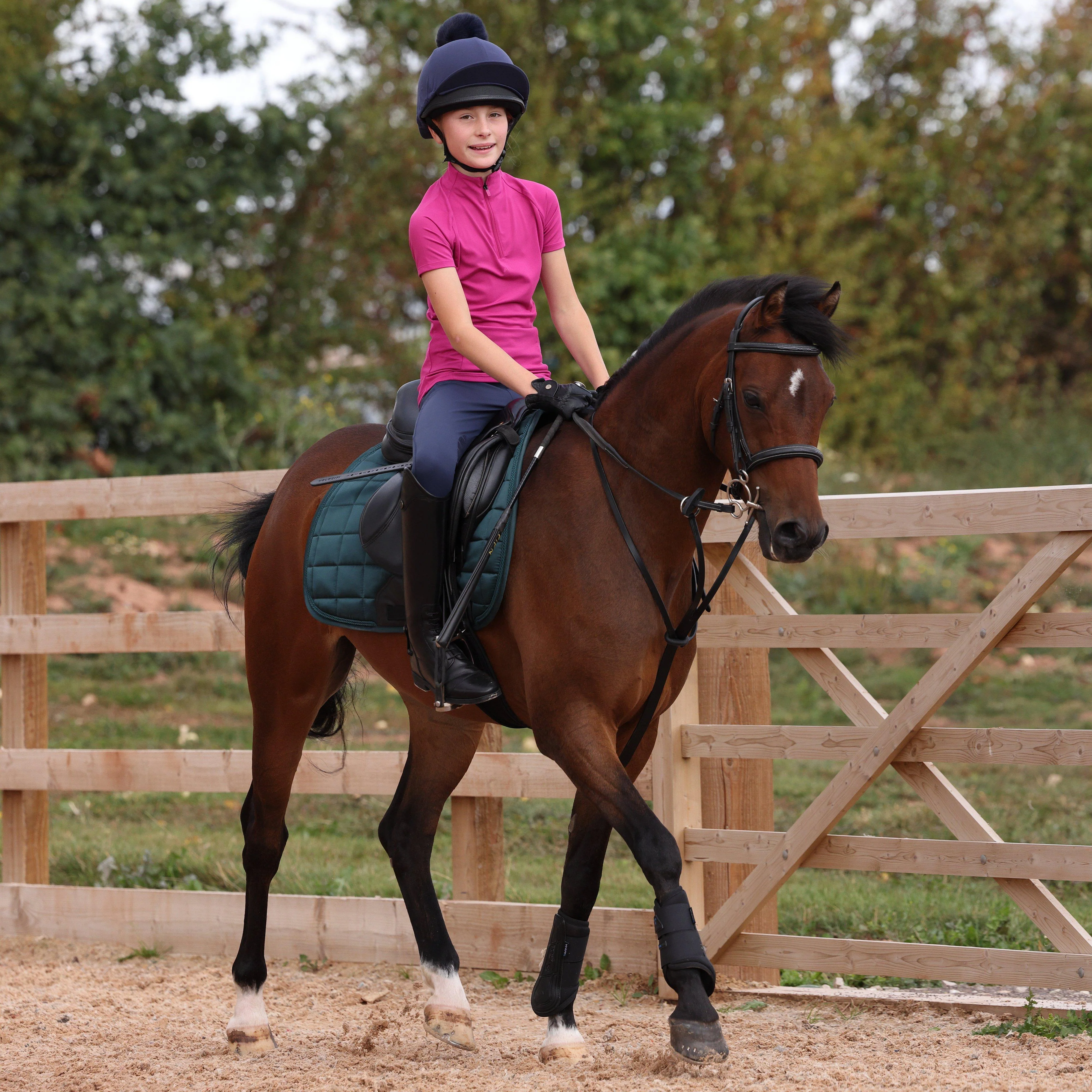 Young Rider React Short Sleeve Base Layer Fuchsia - Image 6
