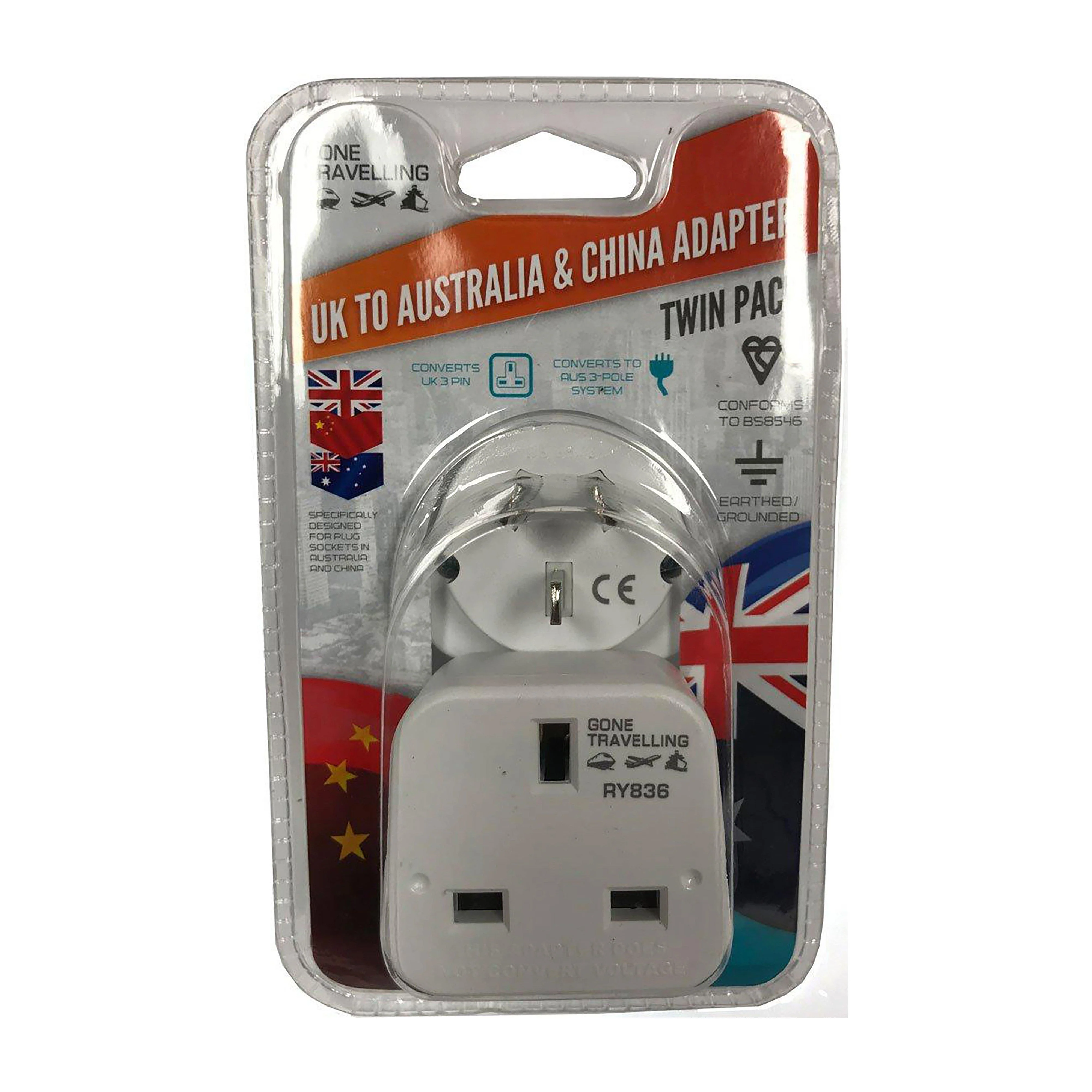 2pk Travel Adaptor - UK to Australia & China - Image 2