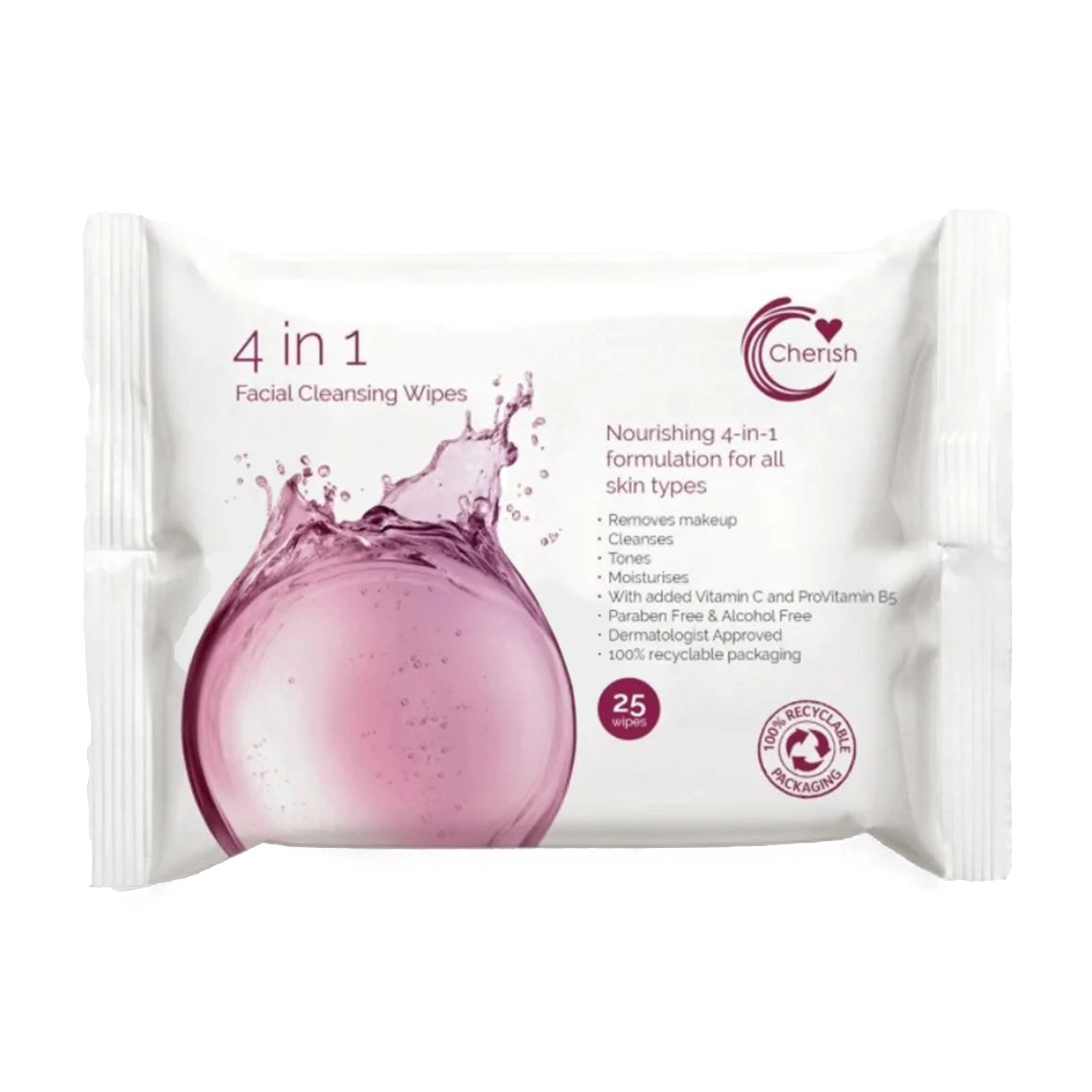 Cherish 4-in-1 Cleansing Wipes 25 Pack - Image 2