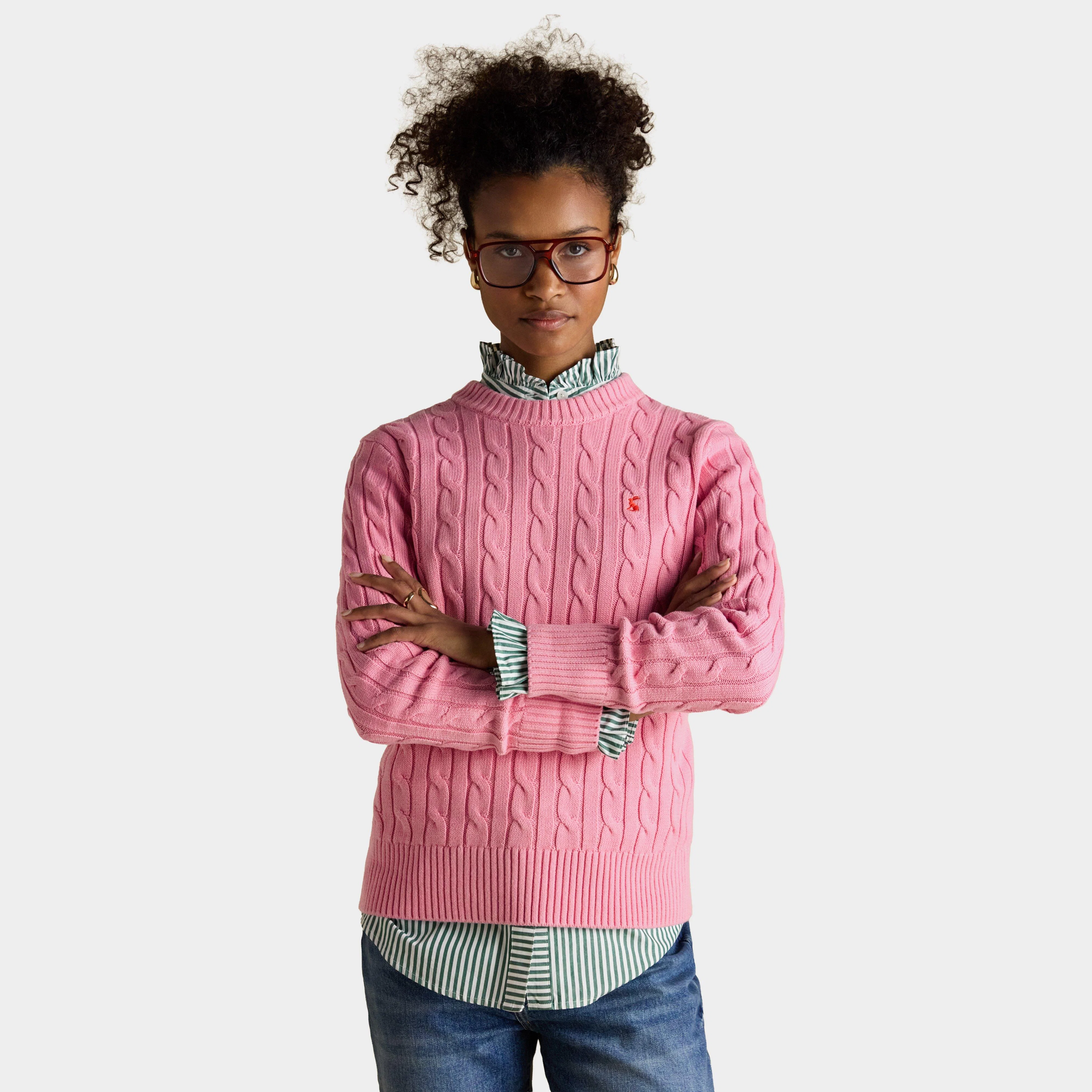 Classic Crew Neck Cotton Cable Knit Jumper - Image 6