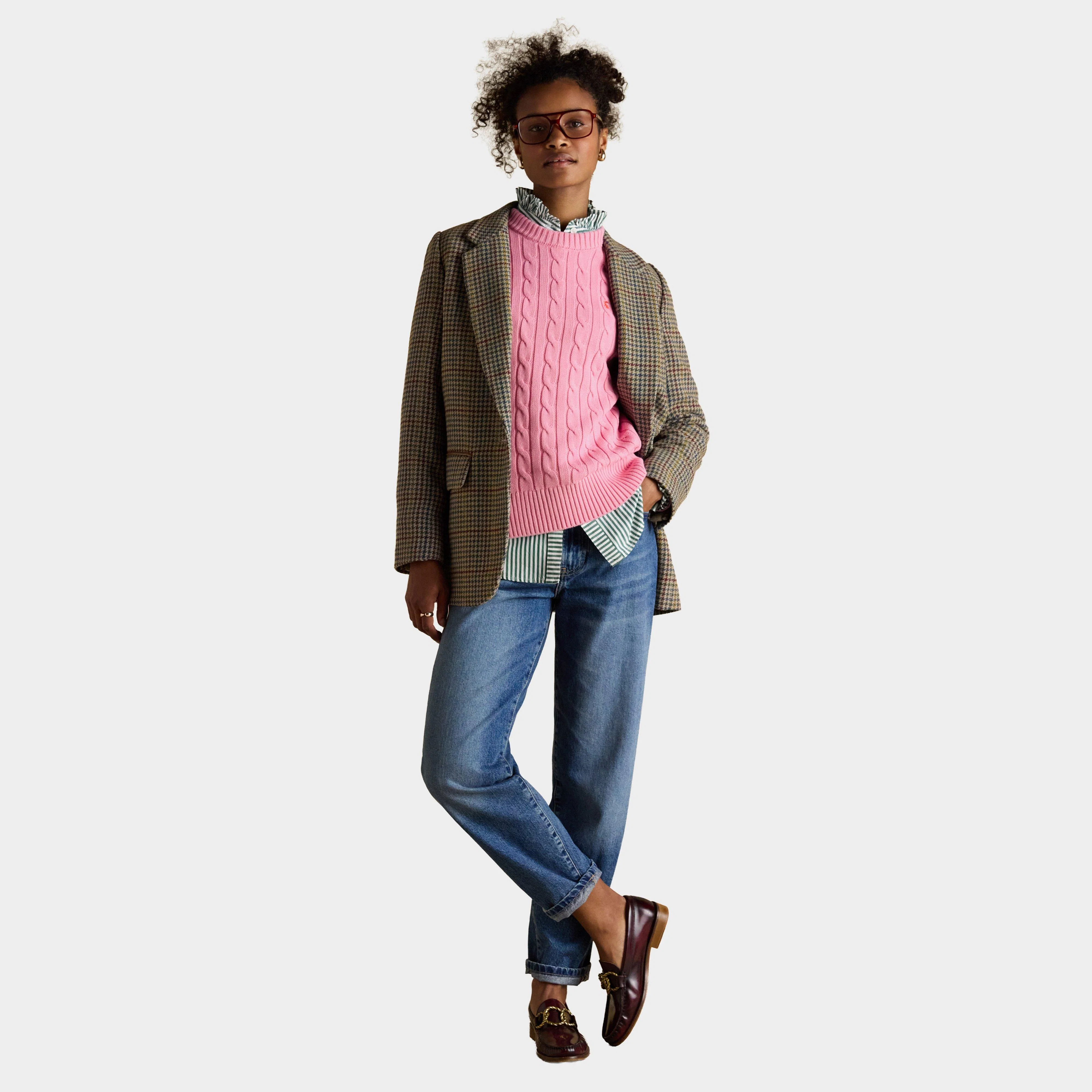 Classic Crew Neck Cotton Cable Knit Jumper - Image 7