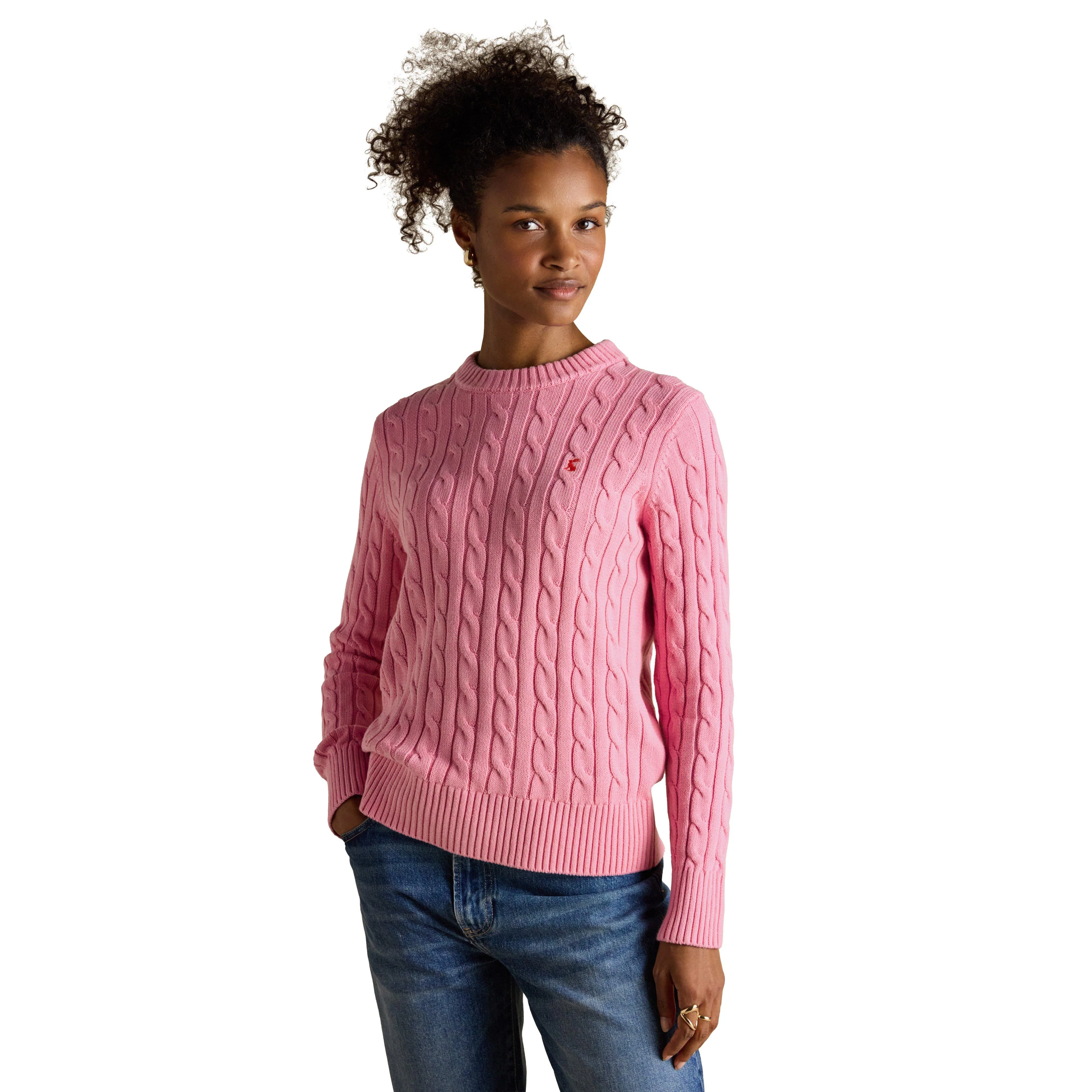Classic Crew Neck Cotton Cable Knit Jumper - Image 9