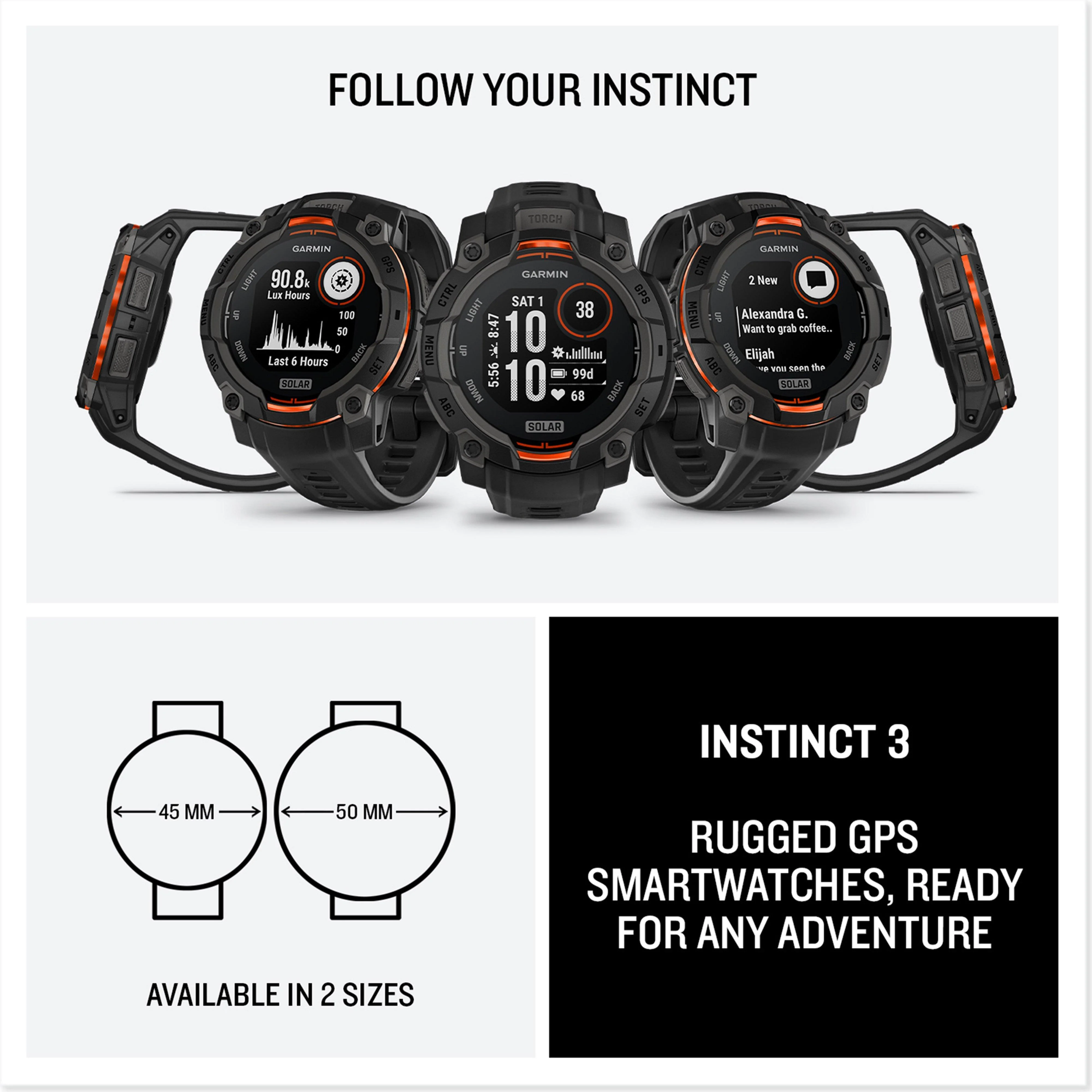 Instinct® 3 Solar 45mm Multi-Sport Smartwatch - Image 7