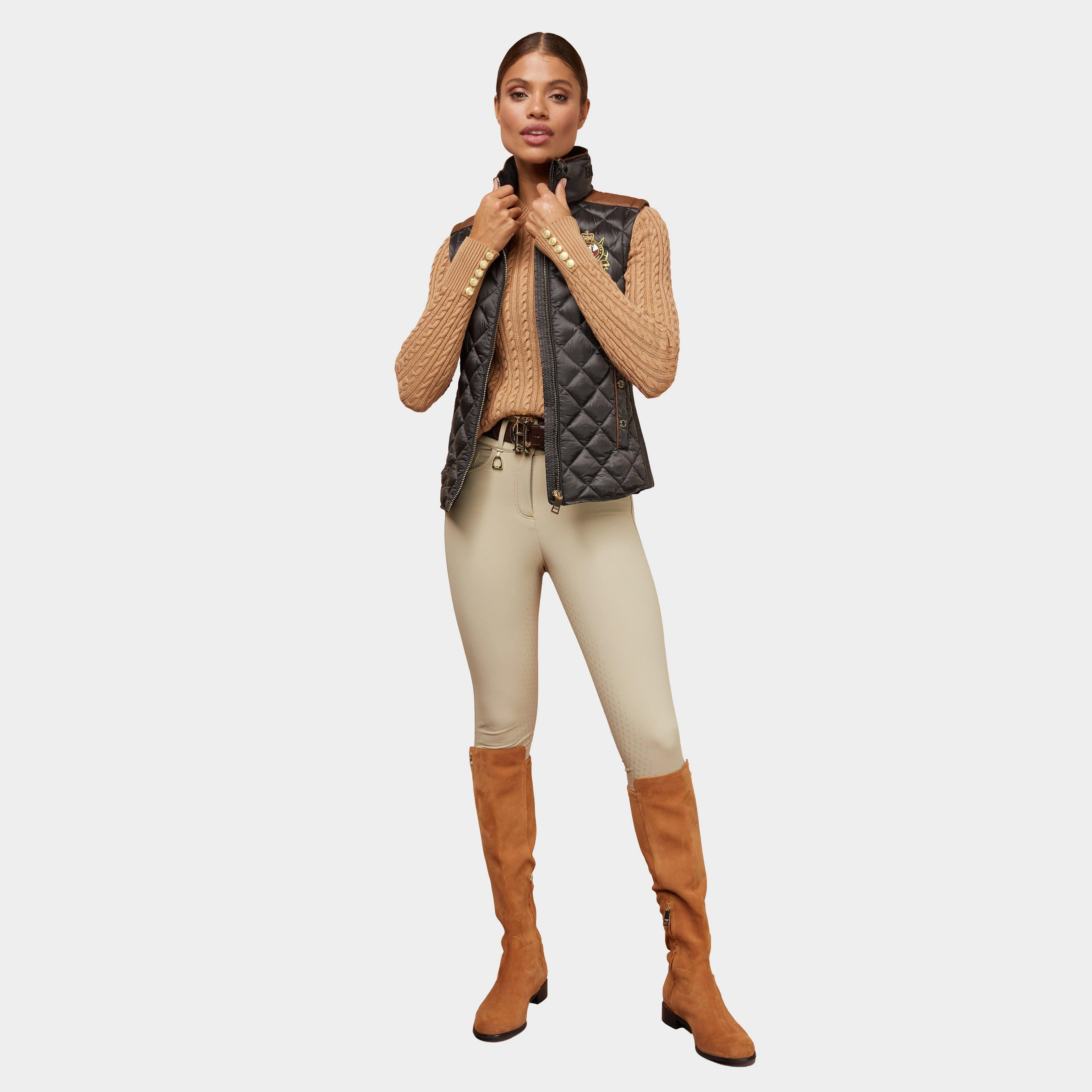 Women's Diamond Quilt Classic Gilet Khaki - Image 8