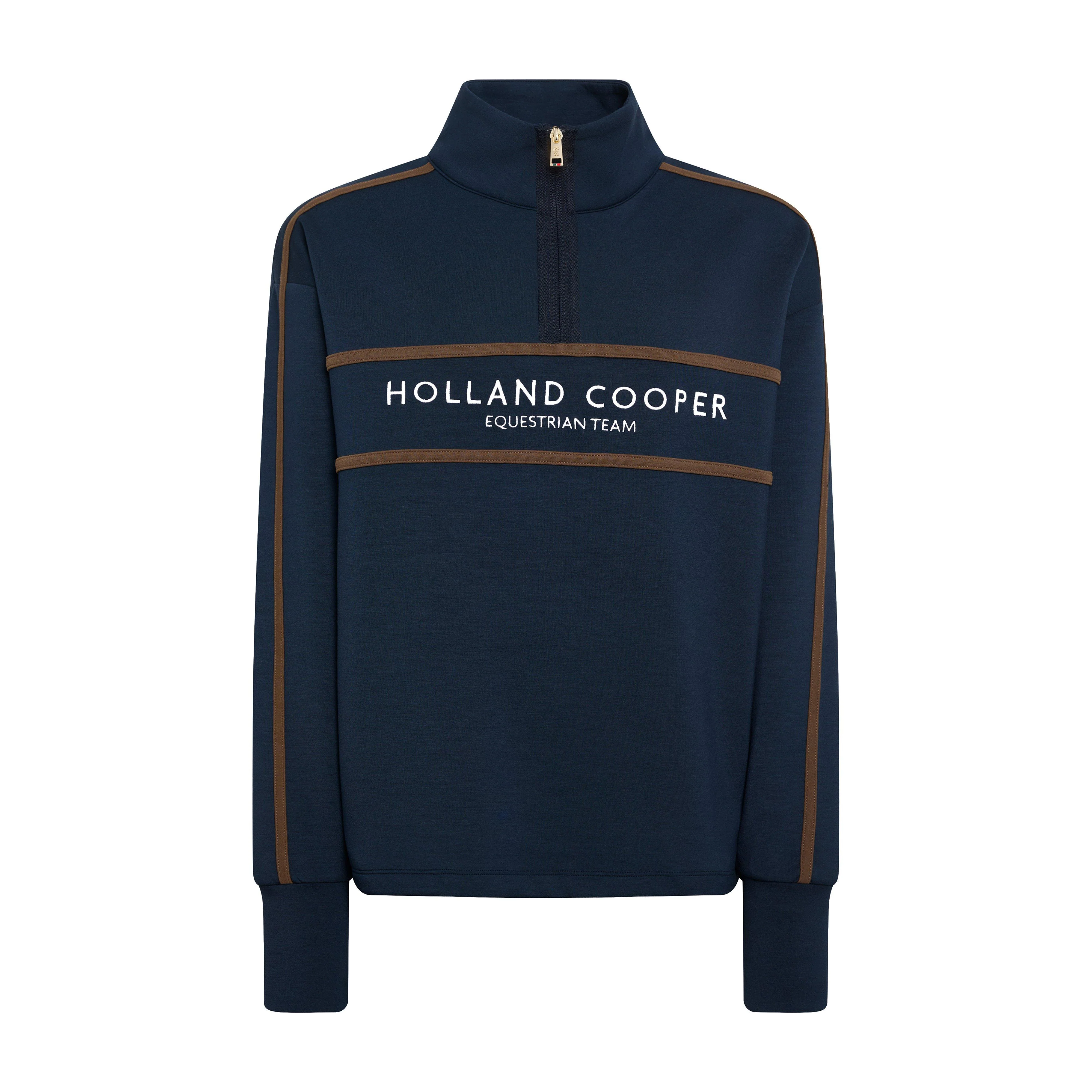 Women's Equestrian Quarter Zip Neck Sweat, Ink Navy - Image 4