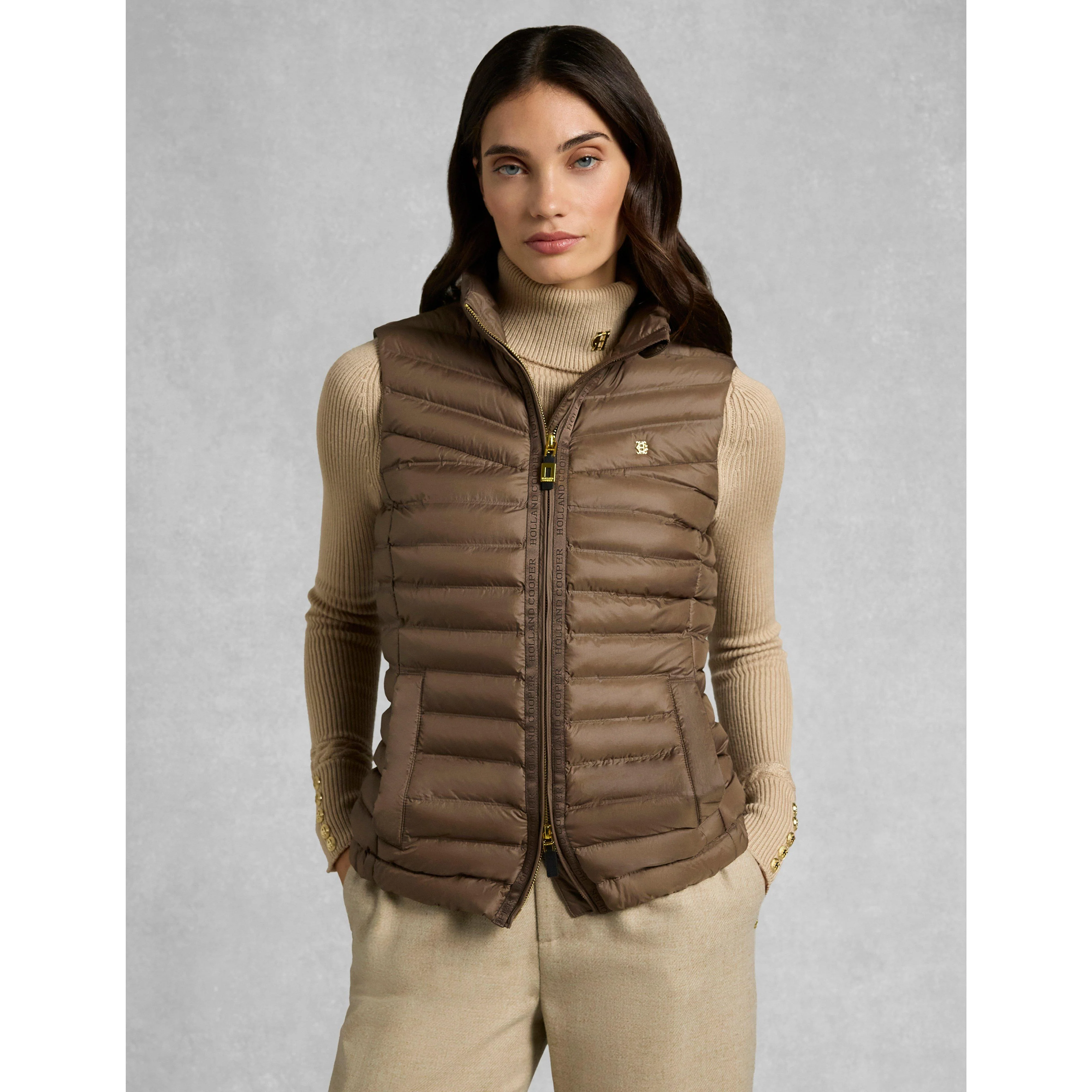 Women's Lightweight Puffer Gilet Chestnut - Image 7
