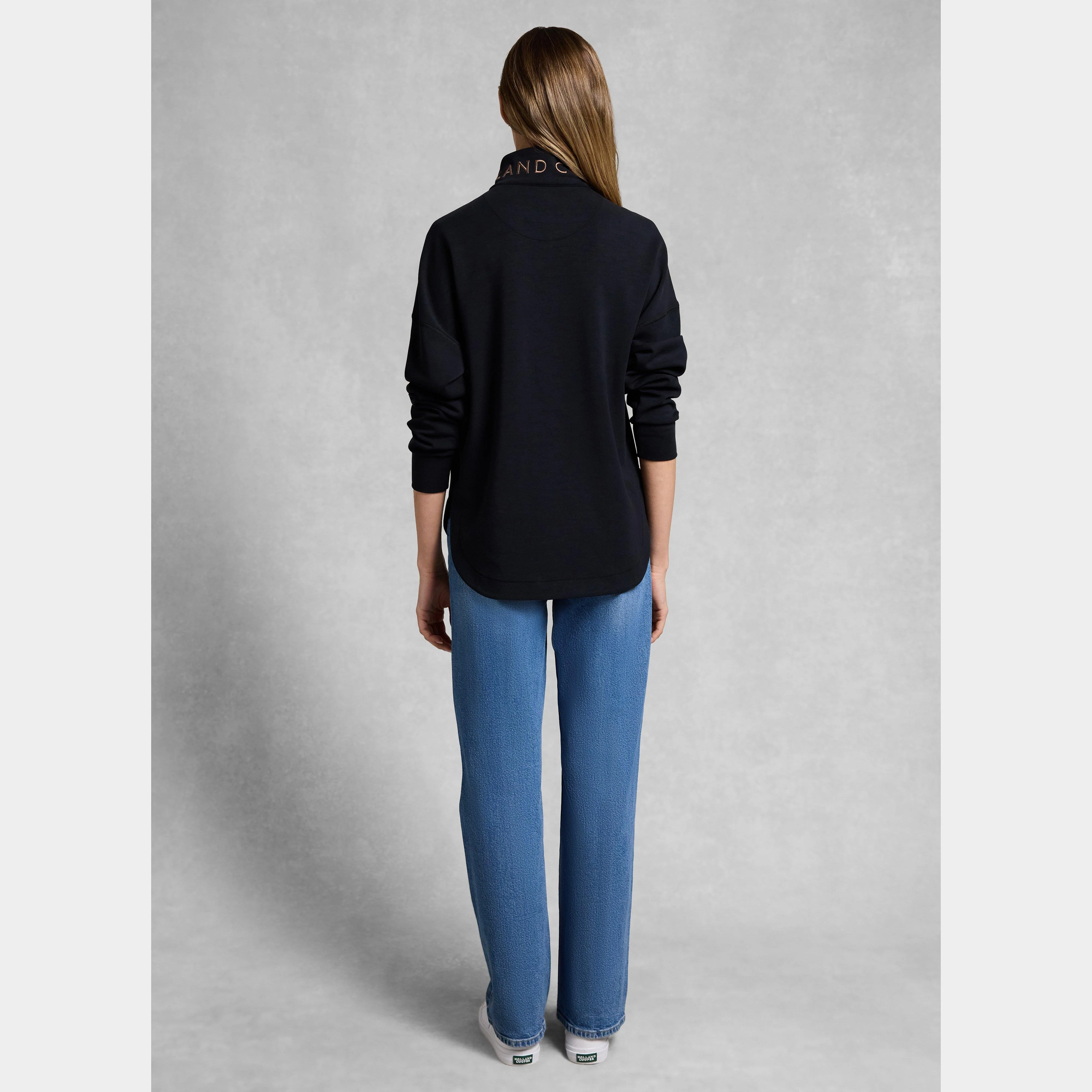 Women's Windsor Quarter Zip Sweat, Black - Image 3