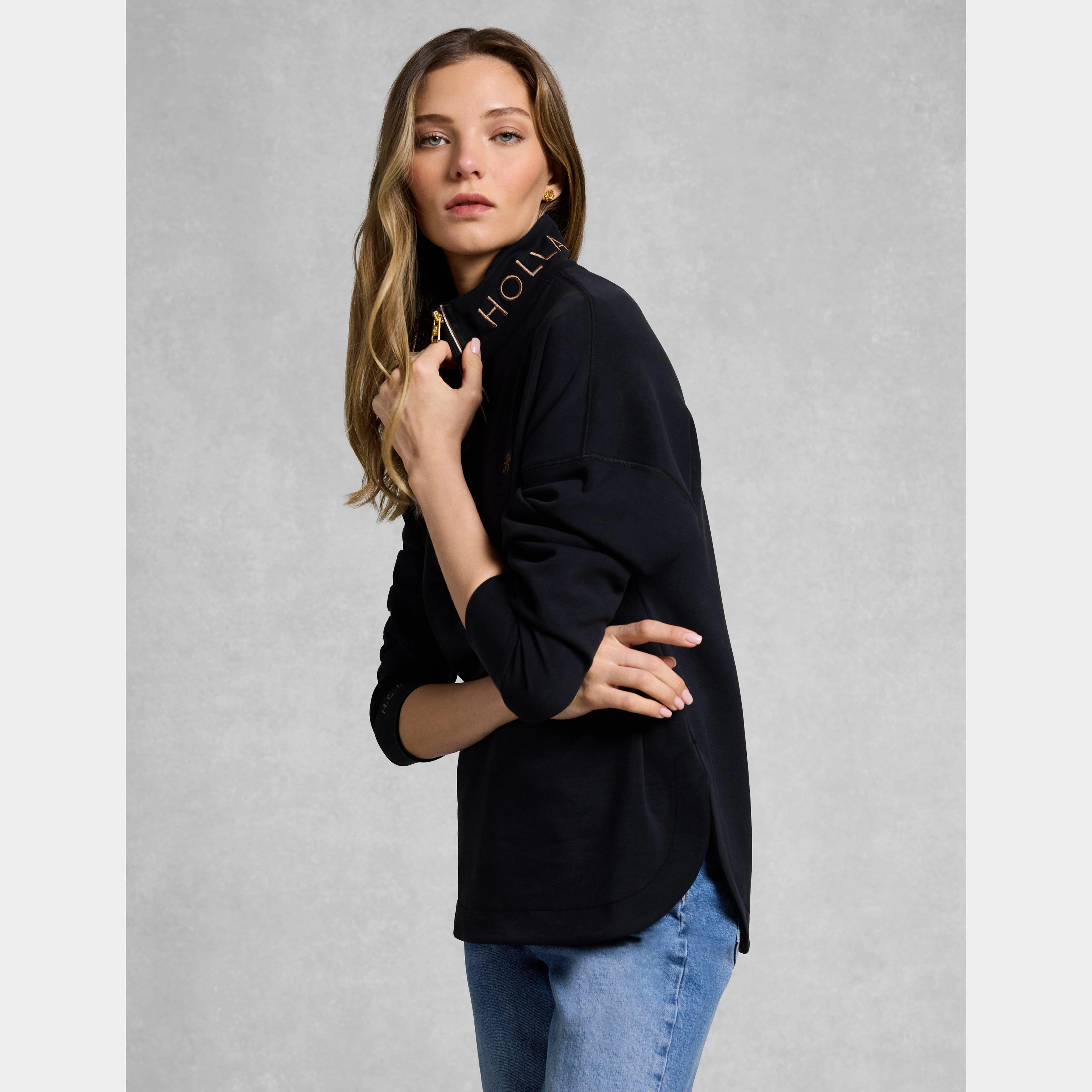 Women's Windsor Quarter Zip Sweat, Black - Image 4