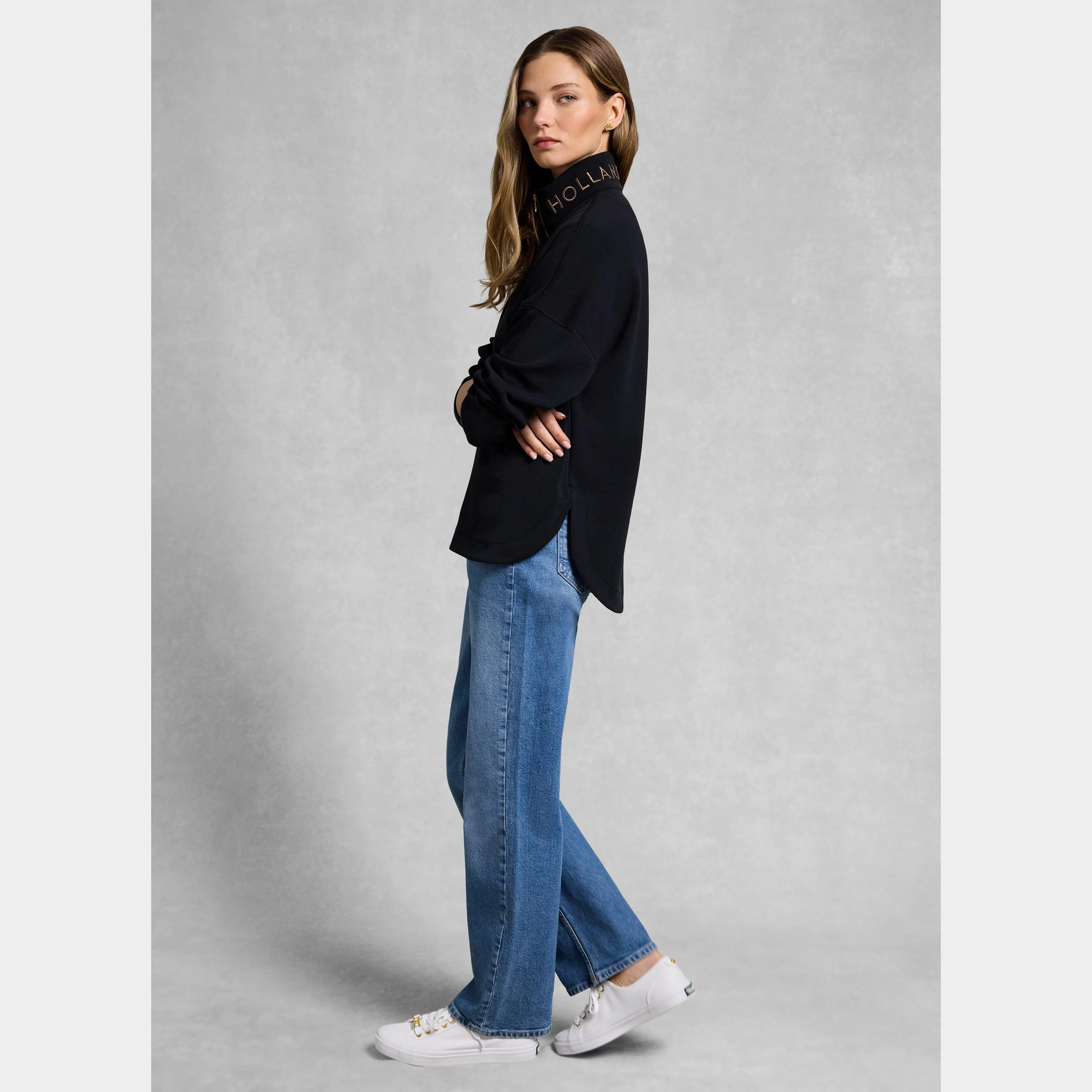 Women's Windsor Quarter Zip Sweat, Black - Image 5