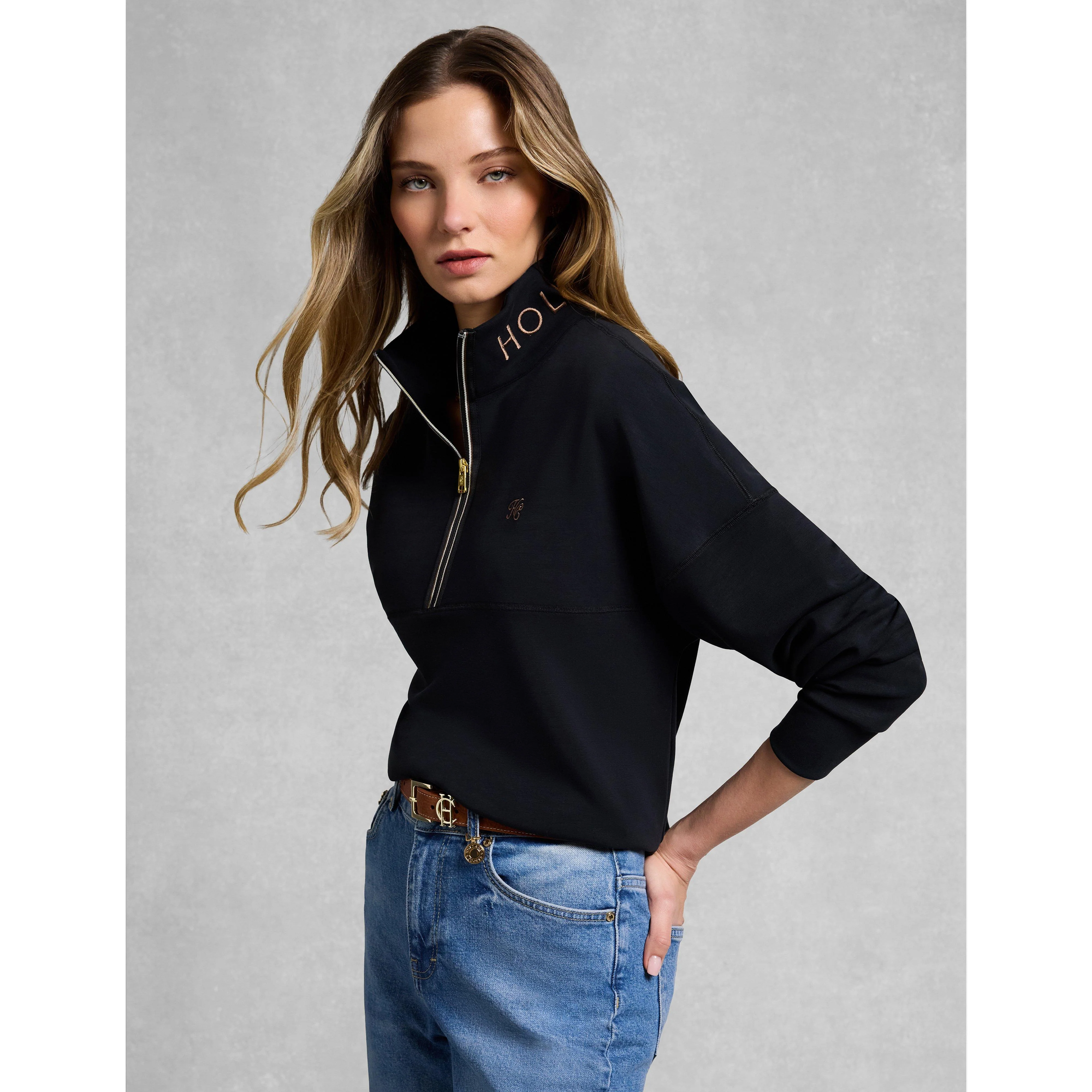 Women's Windsor Quarter Zip Sweat, Black - Image 6