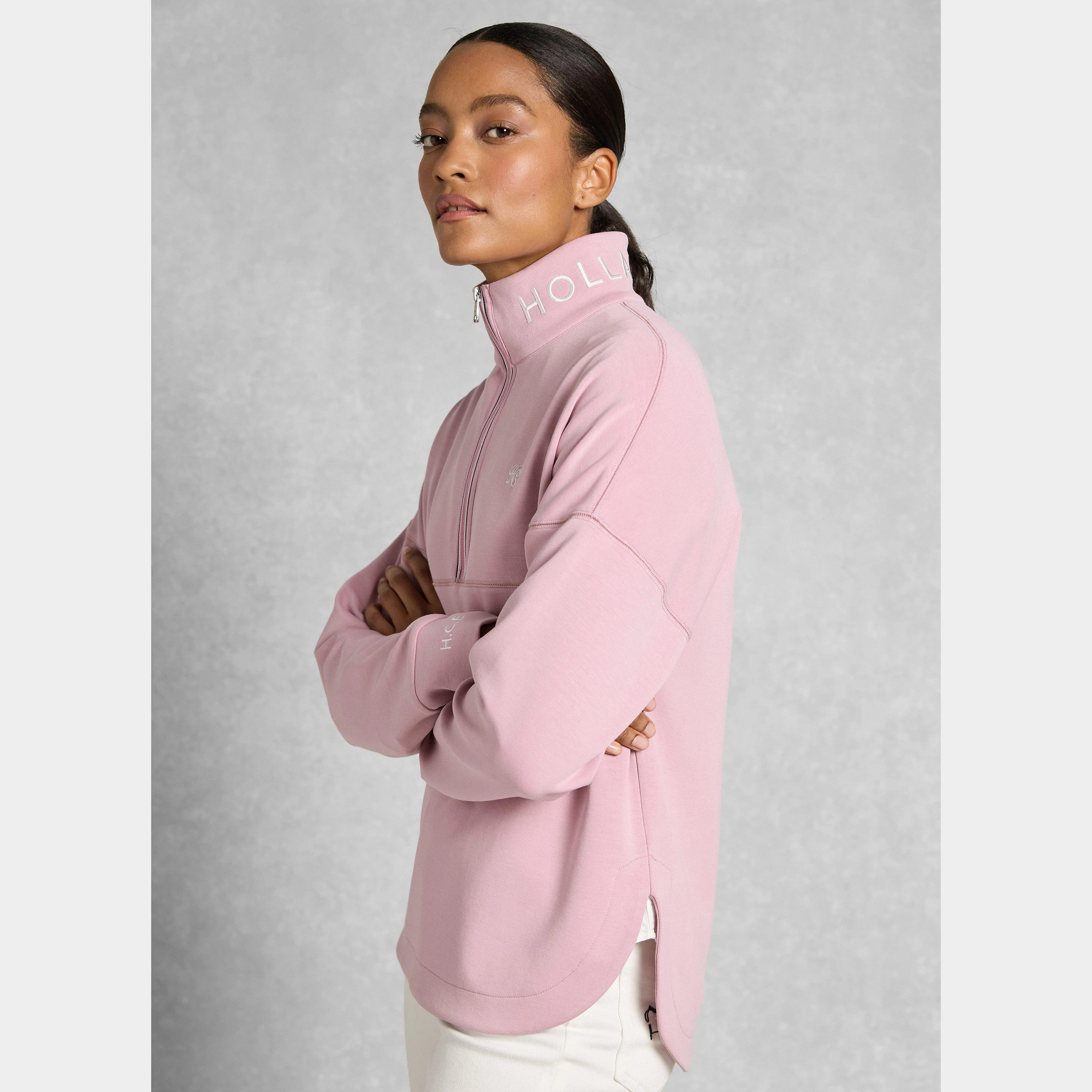 Women's Windsor Quarter Zip Sweat Dawn Pink - Image 2