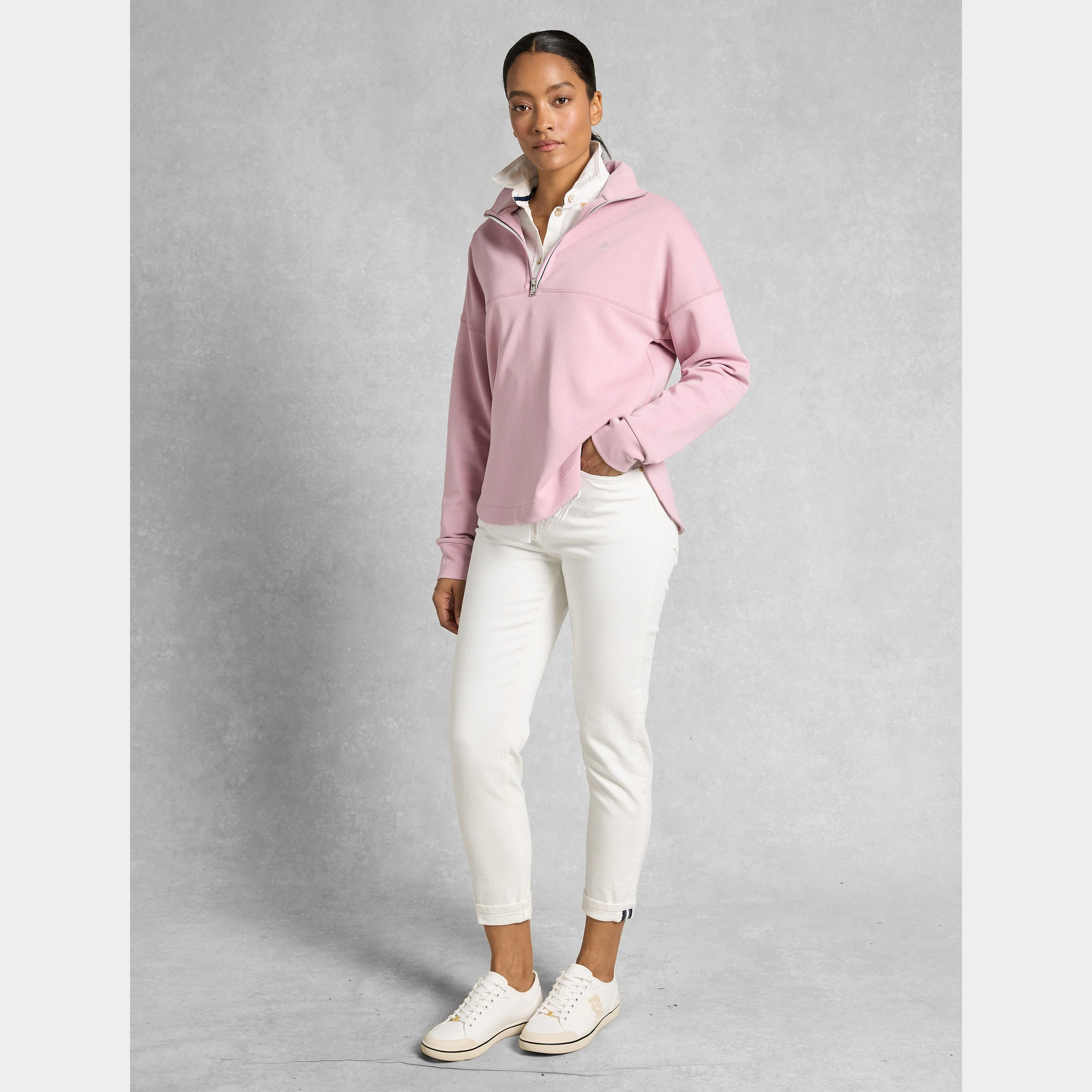 Women's Windsor Quarter Zip Sweat Dawn Pink - Image 5