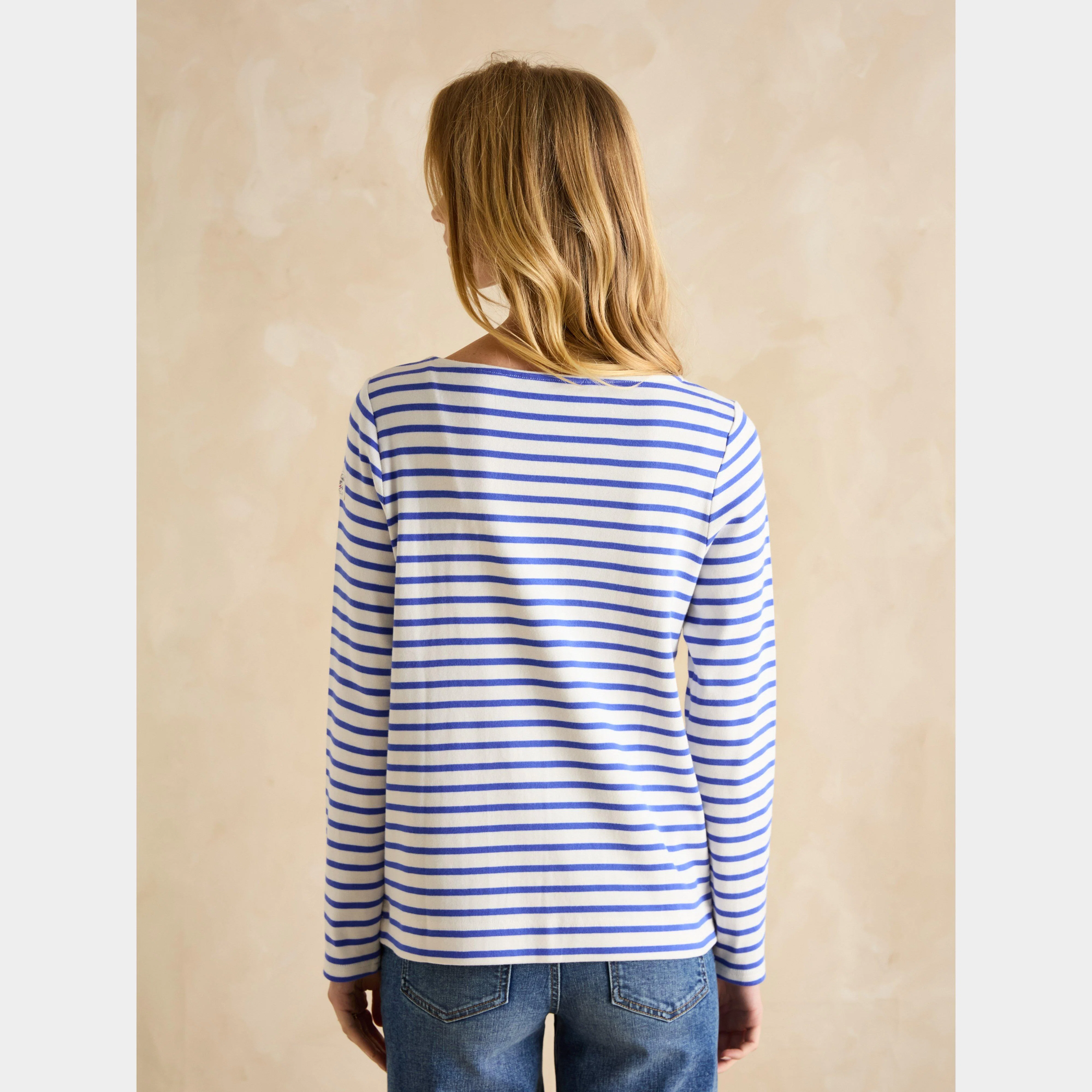 Womens Harbour Boat Neck Breton Top Blue Stripe - Image 2