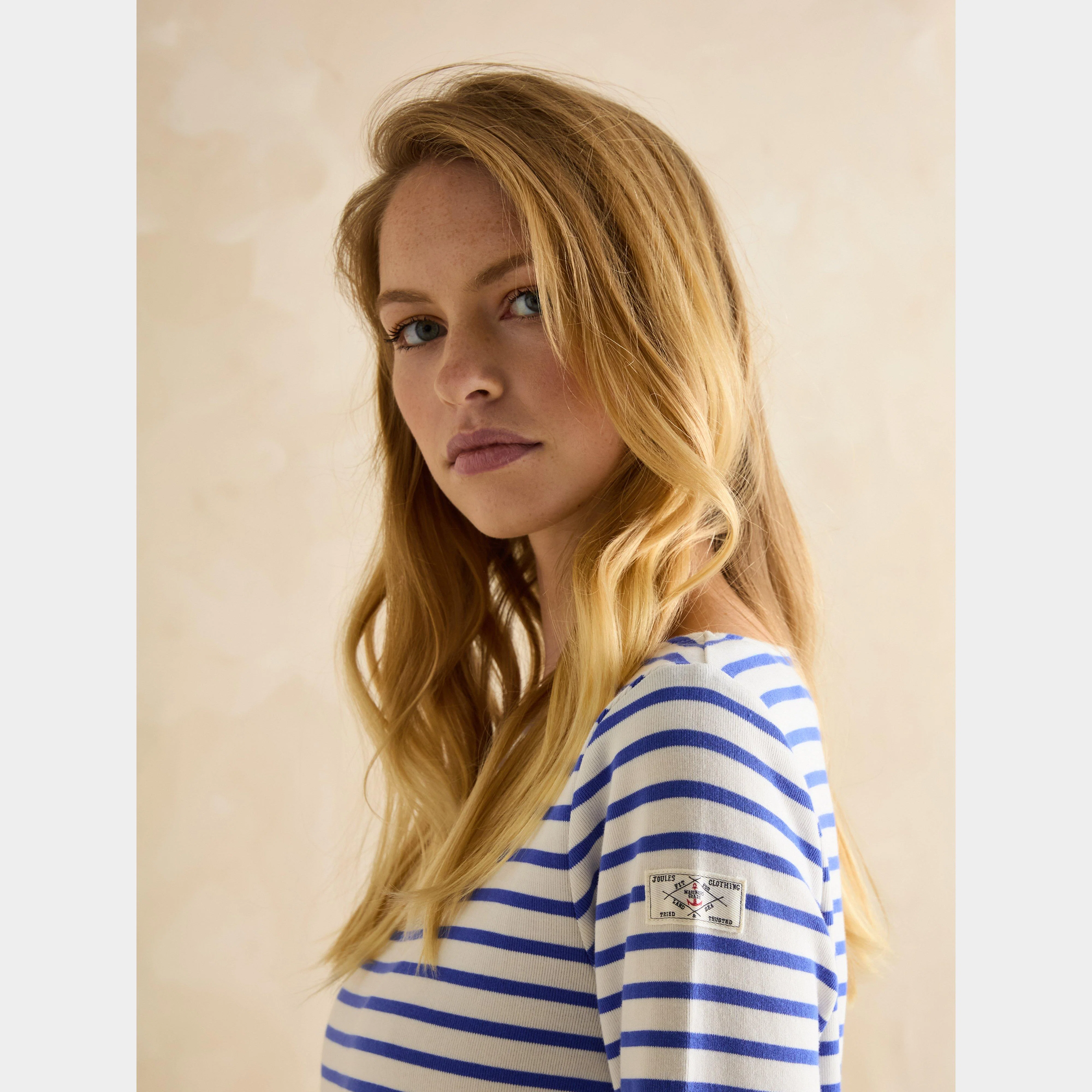 Womens Harbour Boat Neck Breton Top Blue Stripe - Image 4