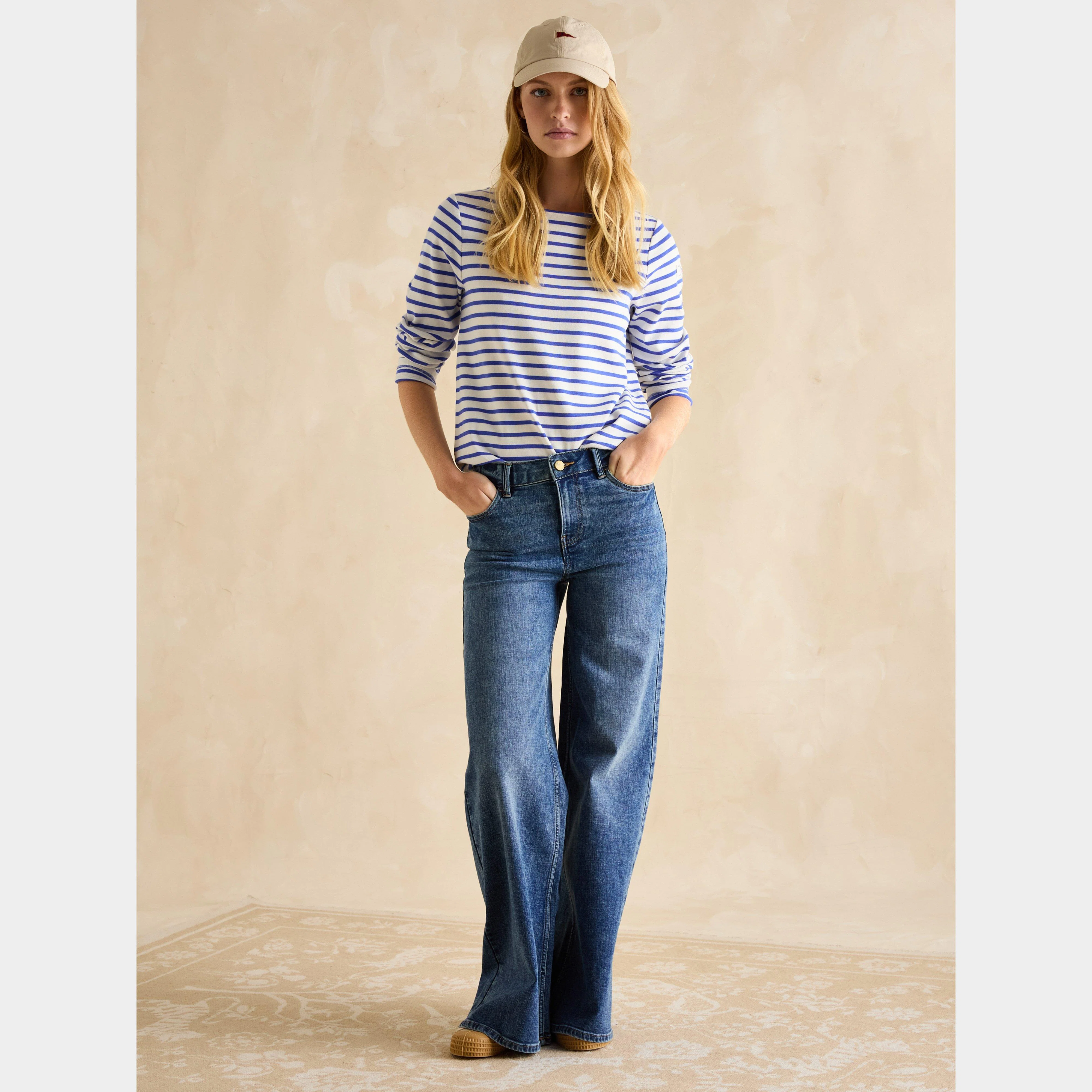 Womens Harbour Boat Neck Breton Top Blue Stripe - Image 5
