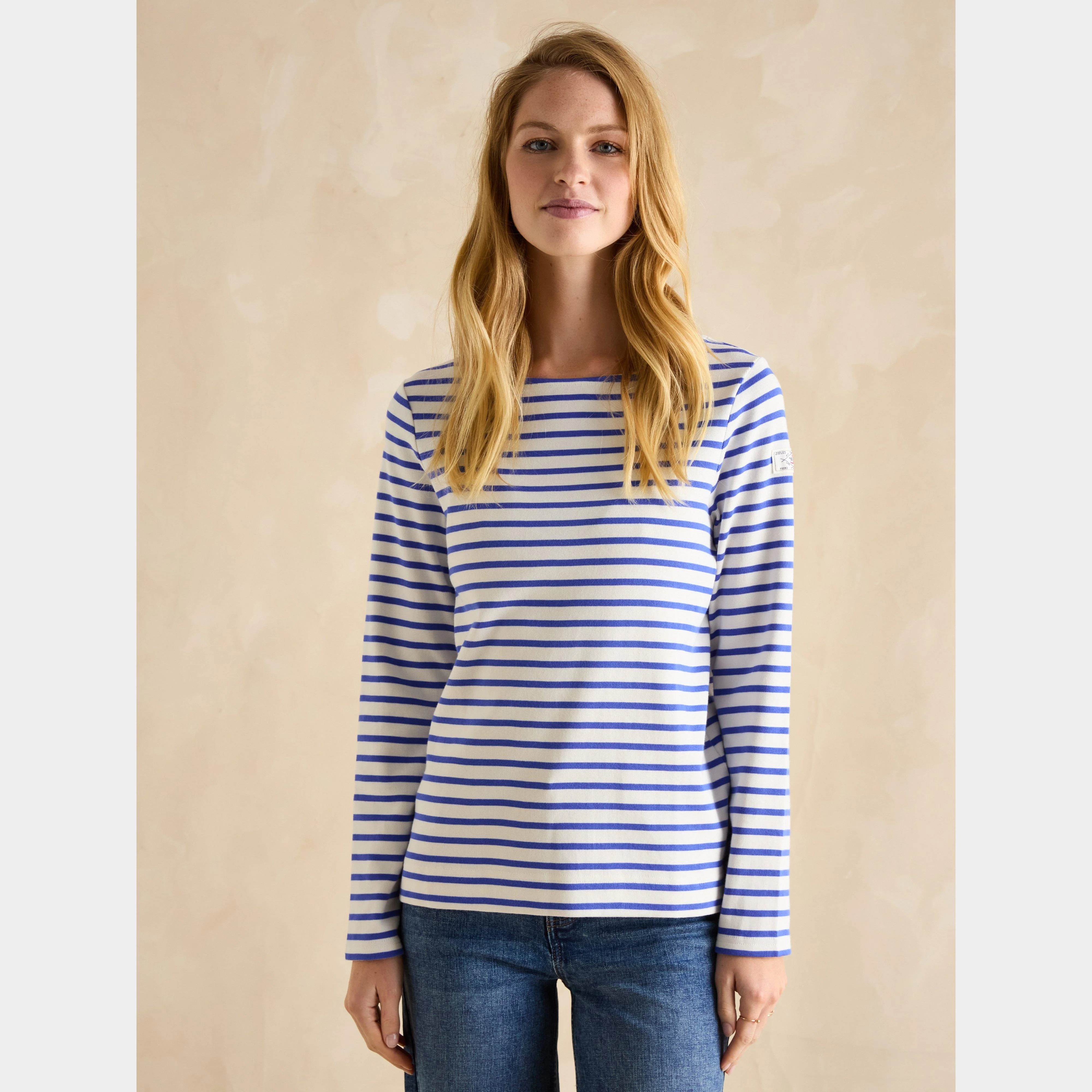 Womens Harbour Boat Neck Breton Top Blue Stripe - Image 6