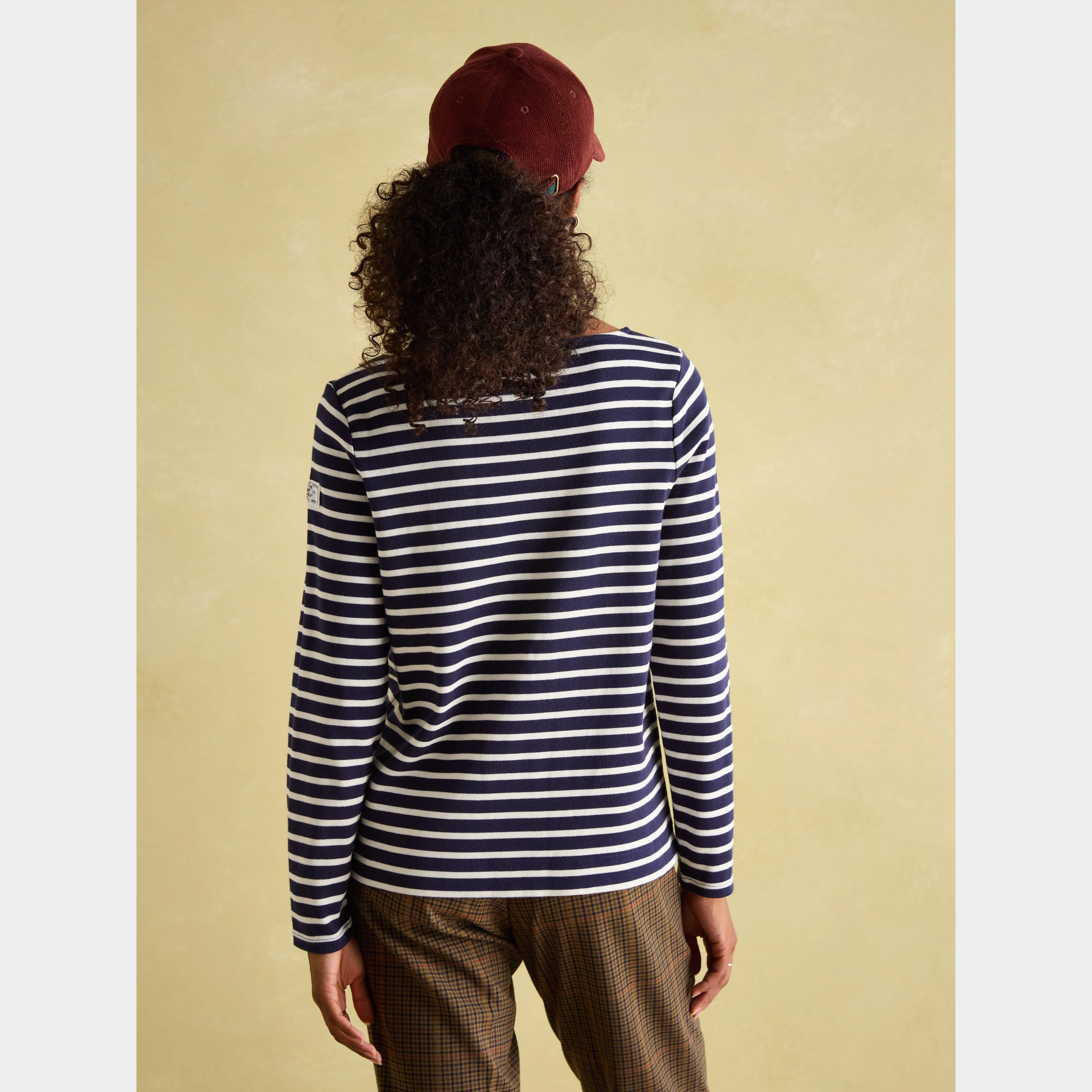 Womens Harbour Boat Neck Breton Top Navy Cream Stripe - Image 2