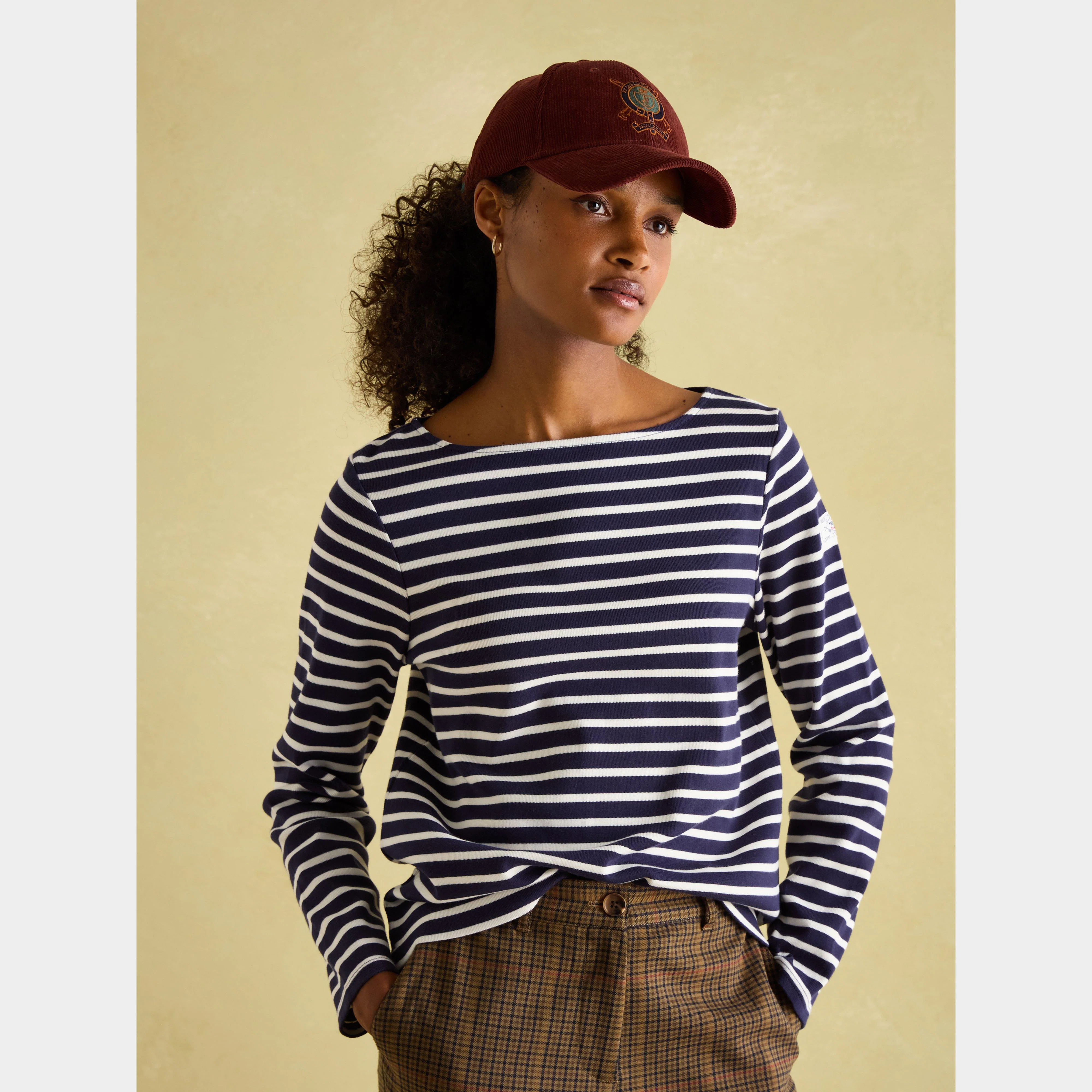 Womens Harbour Boat Neck Breton Top Navy Cream Stripe - Image 7