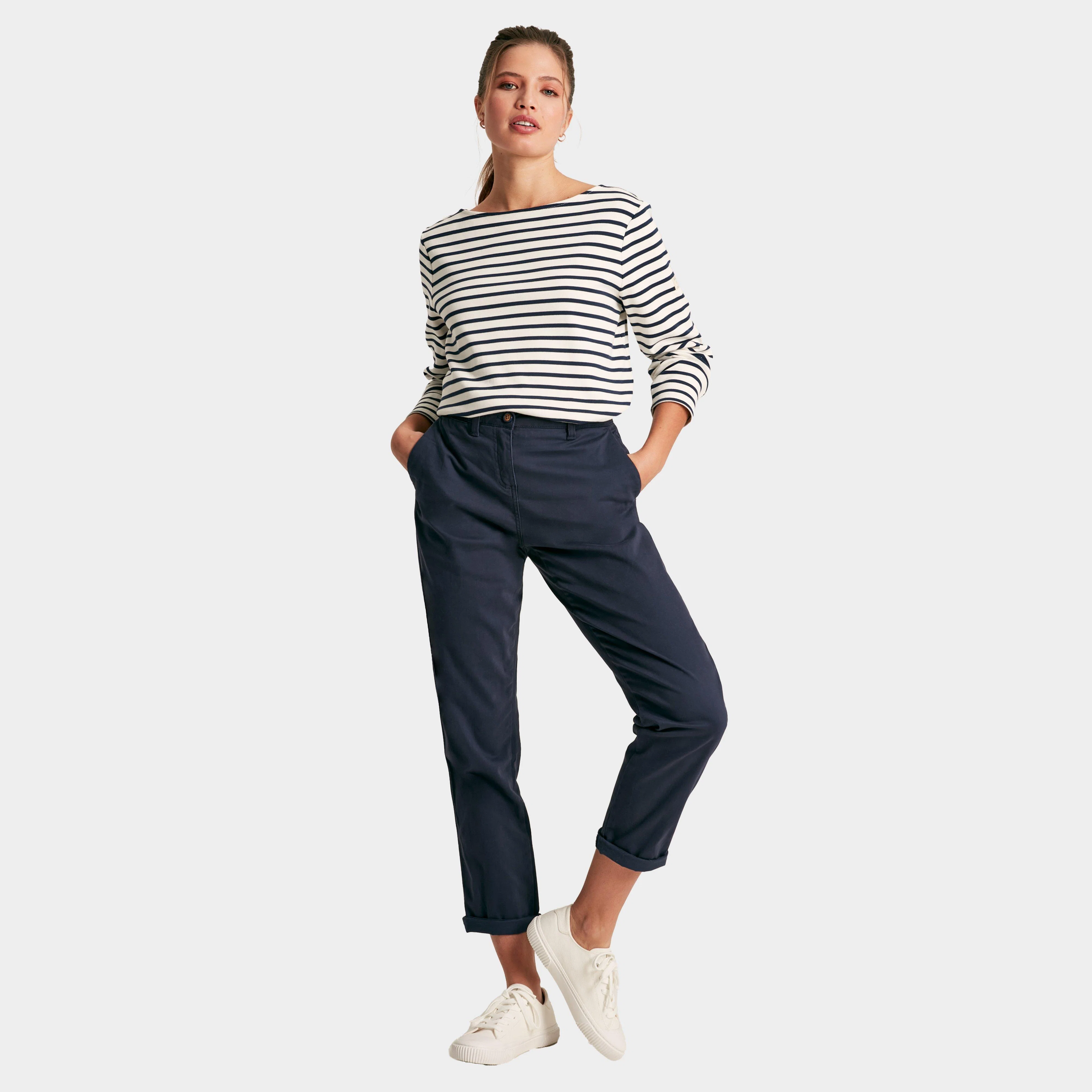 Womens Harbour Striped Boat Neck Breton Top Cream & Navy Striped - Image 6