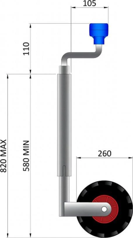 48mm Standard Pneumatic Telescopic Jockey Wheel - Image 2