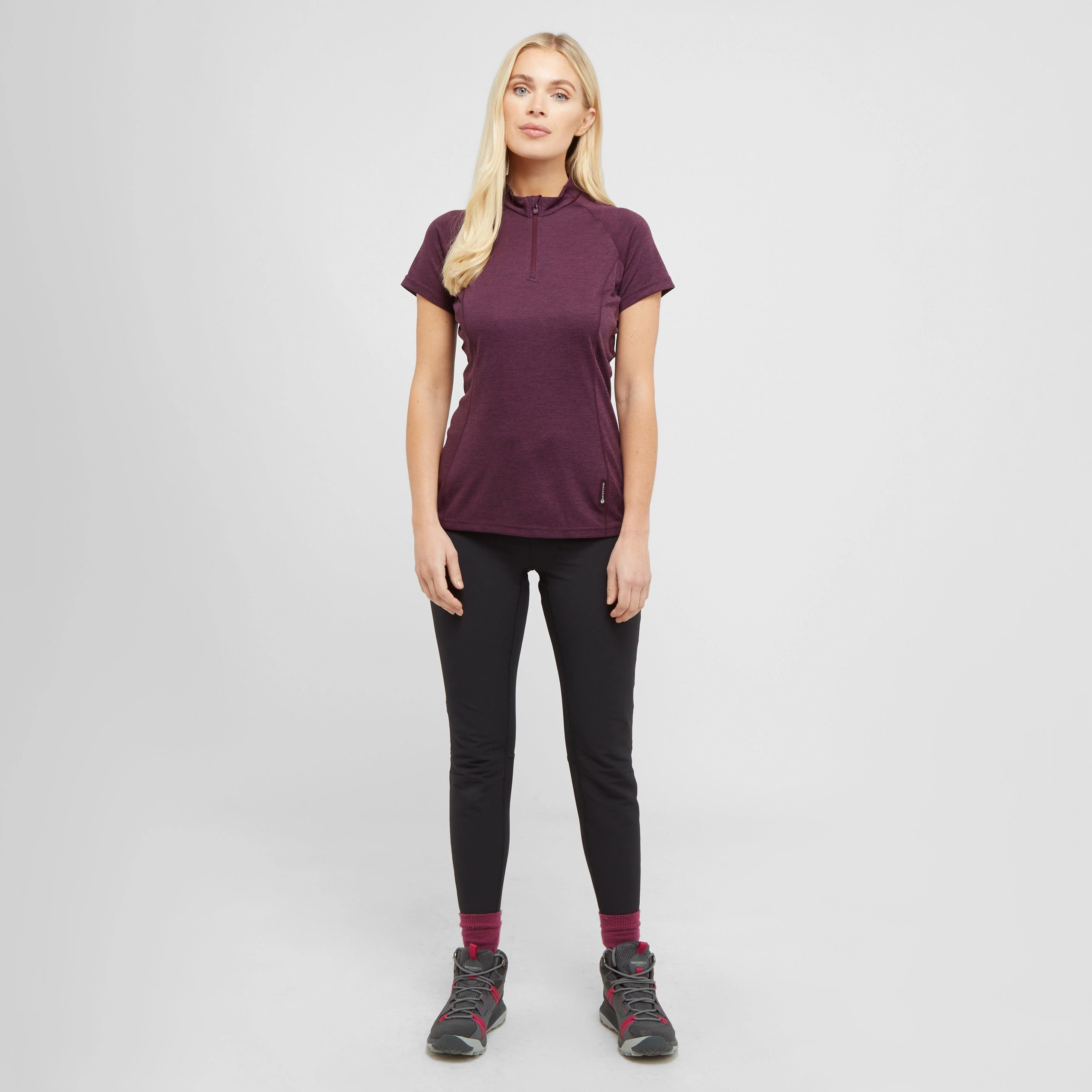 Women’s Dart Zip Neck Short Sleeve T-Shirt - Image 3