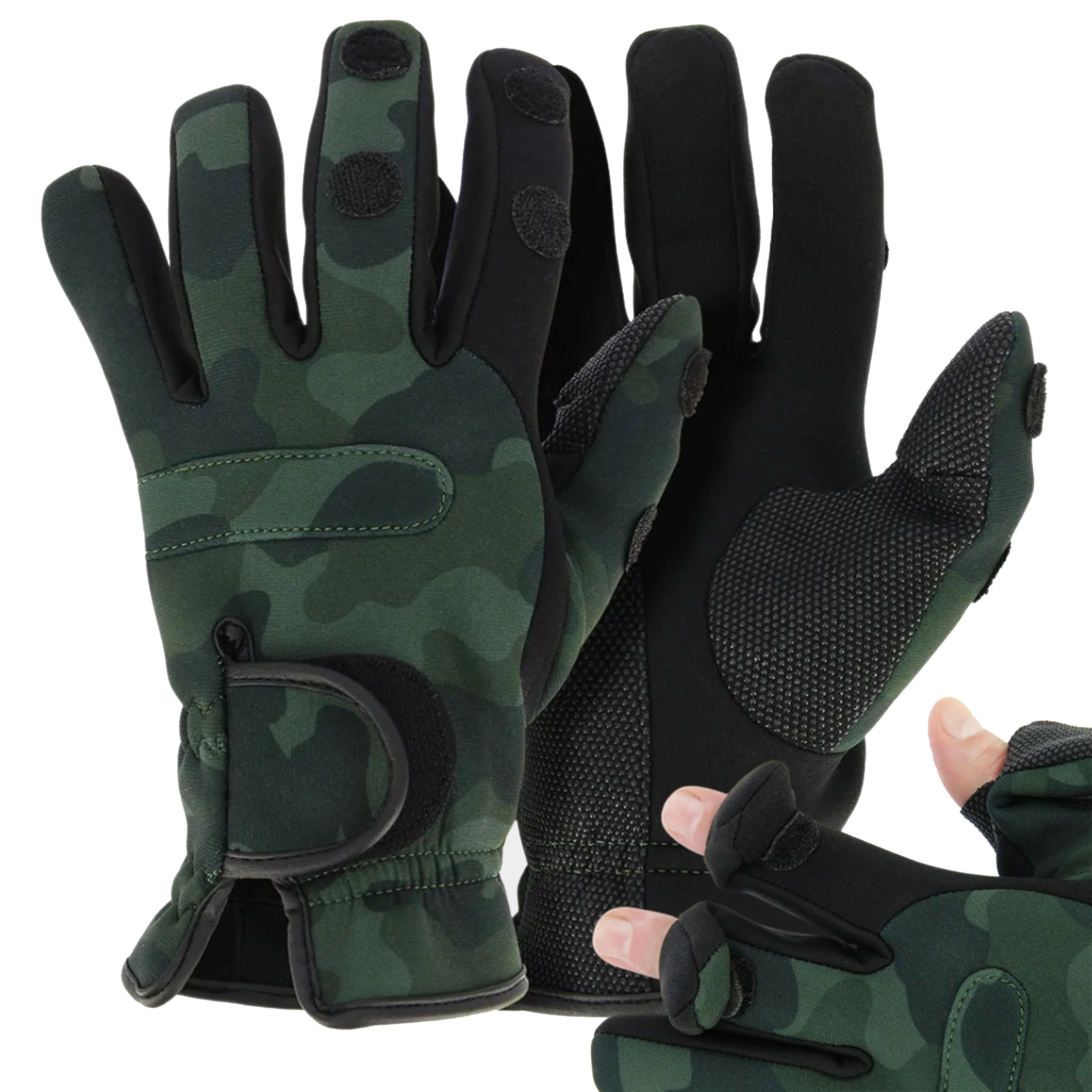 Unisex Camouflage Neoprene Fishing Gloves - Image 7