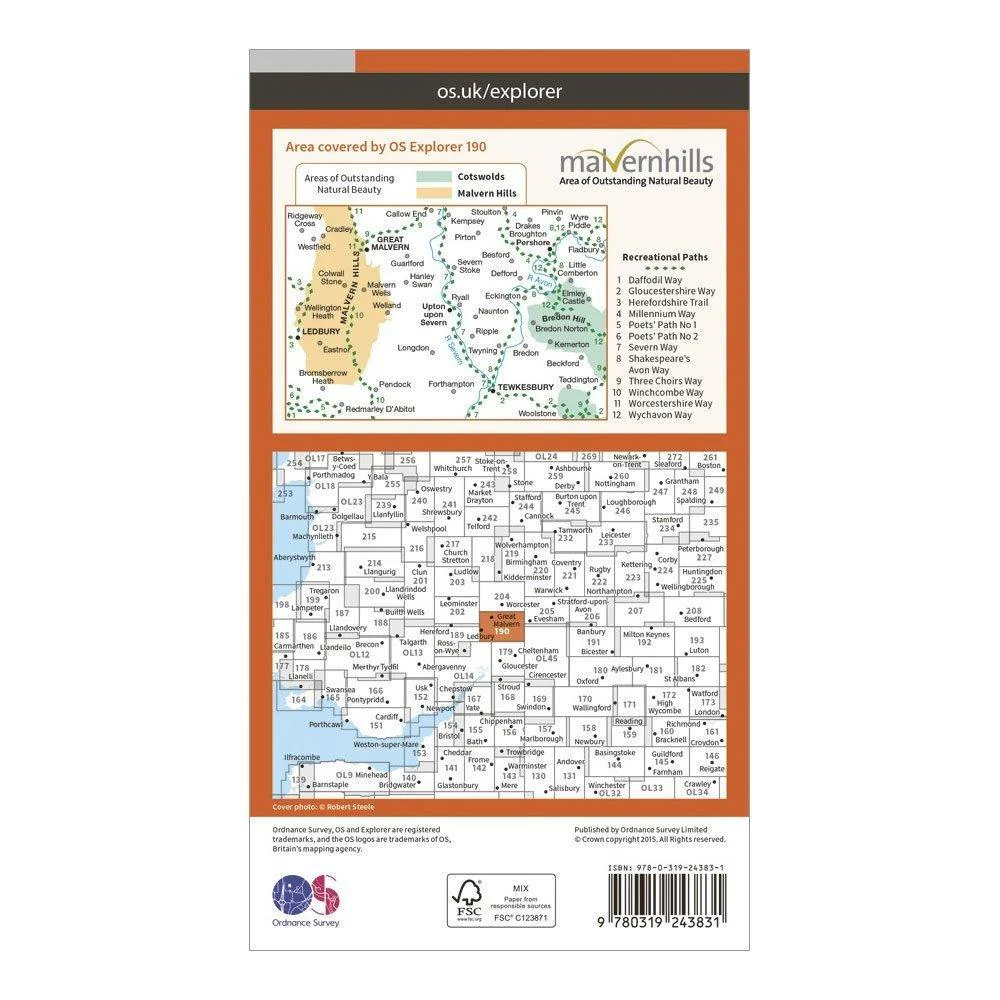 EXP 190 Malvern Hills & Bredon Hill Map With Digital Version - Image 2