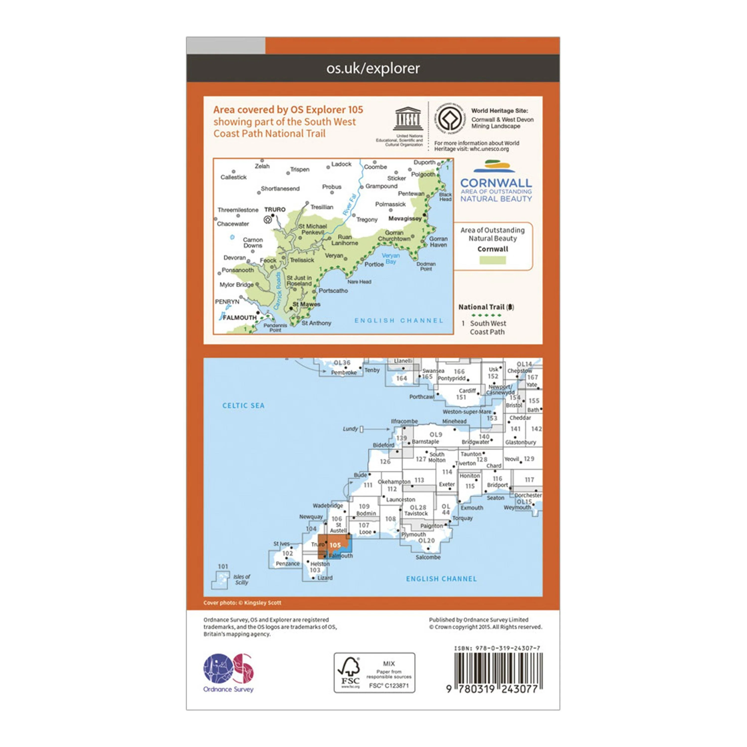 Explorer 105 Falmouth & Mevagissey Map With Digital Version - Image 2