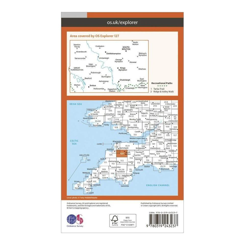 Explorer 127 South Molton & Chulmleigh Map With Digital Version - Image 2
