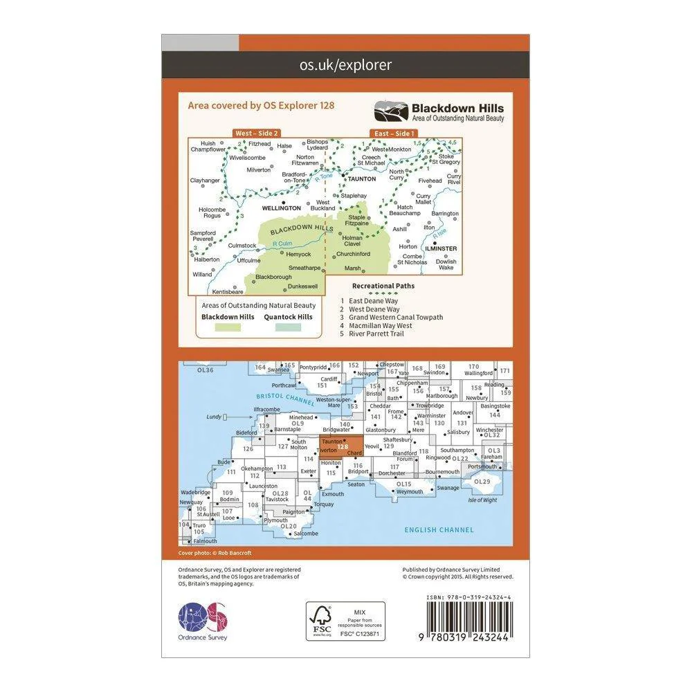 Explorer 128 Taunton & Blackdown Hills Map With Digital Version - Image 2