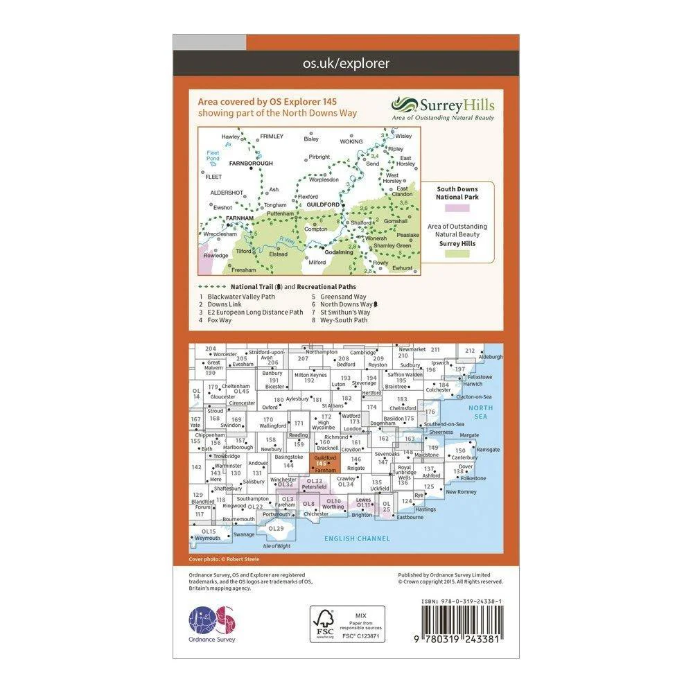 Explorer 145 Guildford & Farnham Map With Digital Version - Image 2