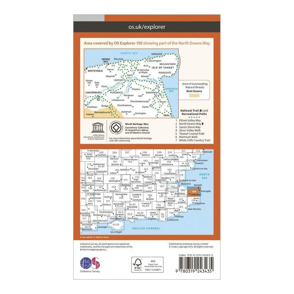 Explorer 150 Canterbury & Isle of Thanet Map With Digital Version - Image 2