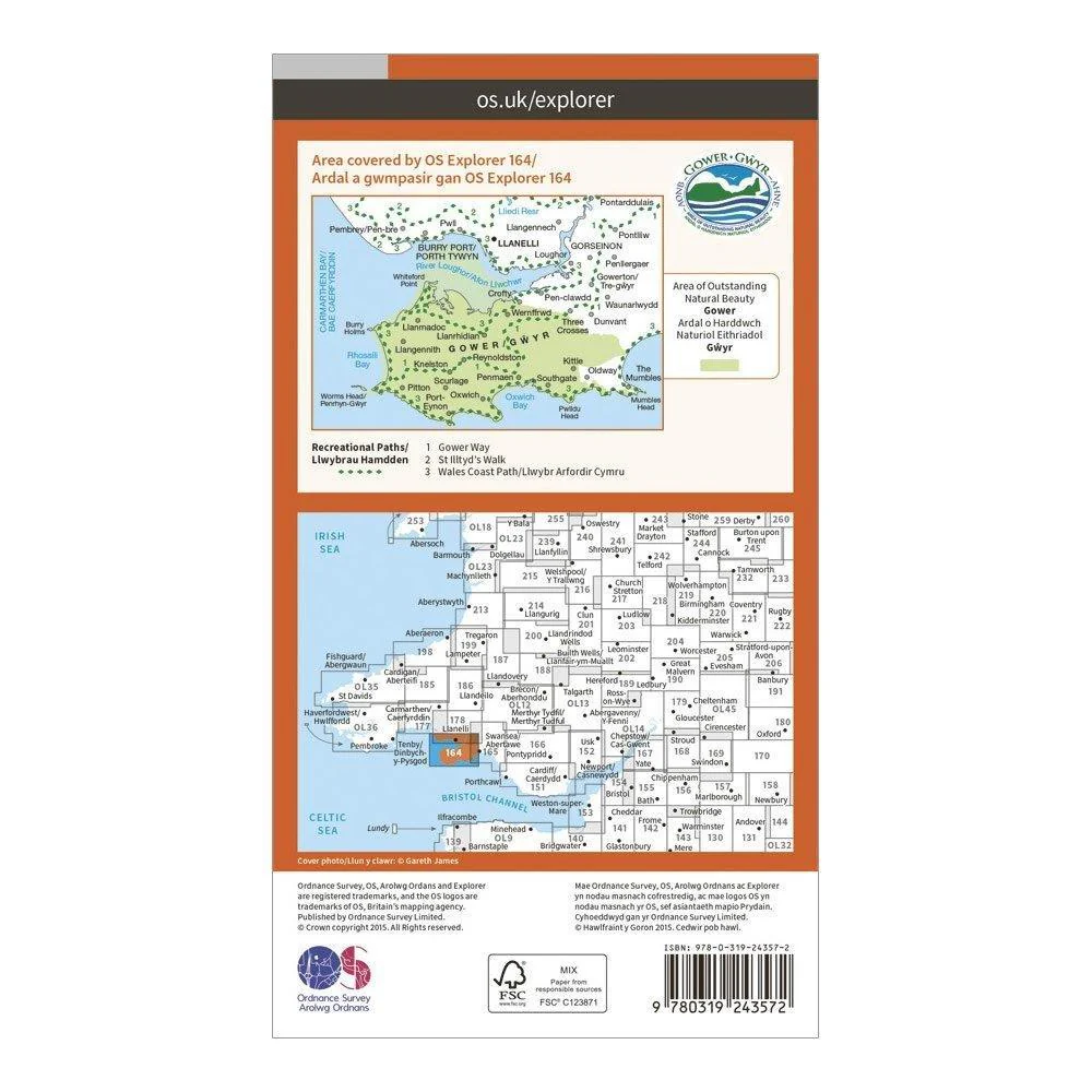Explorer 164 Gower & Llanelli Map With Digital Version - Image 2