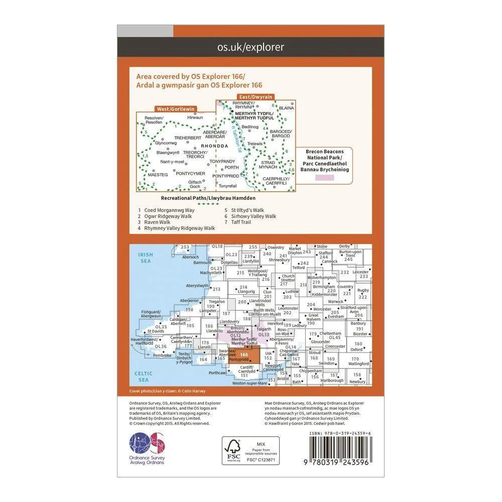 Explorer 166 Rhondda & Merthyr Tydfil Map With Digital Version - Image 2
