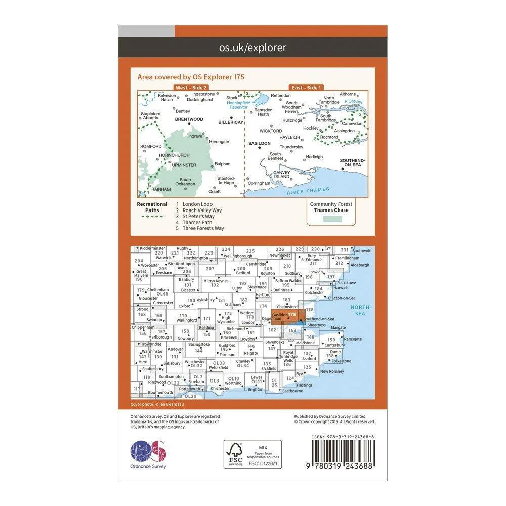 Explorer 175 Southend-on-Sea & Basildon Map With Digital Version - Image 2