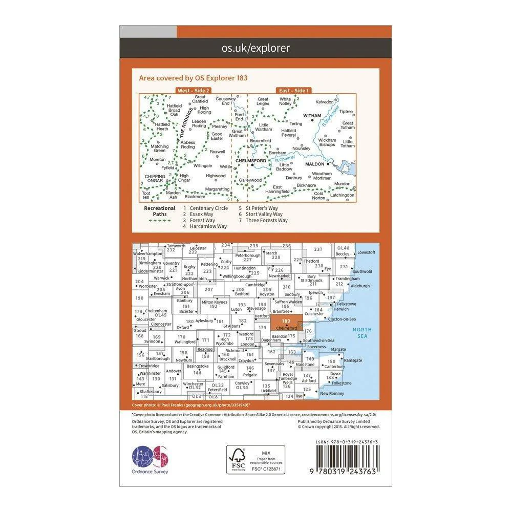 Explorer 183 Chelmsford & The Rodings Map With Digital Version - Image 2