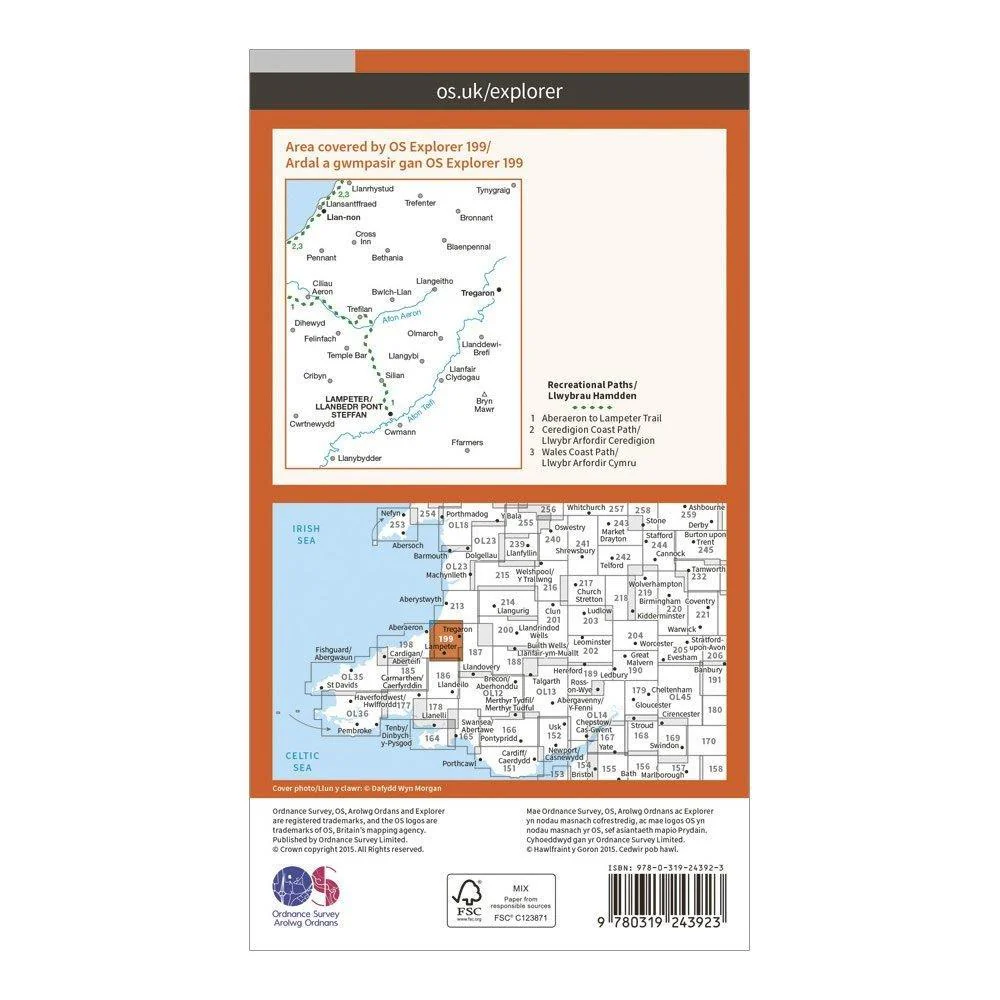 Explorer 199 Lampeter, Tregaron & Llan-non Map With Digital Version - Image 2