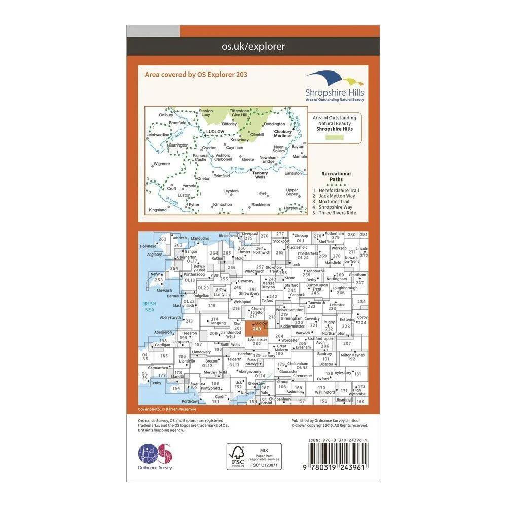 Explorer 203 Ludlow Tenbury Wells  Cleobury Mortimer Map With Digital Version - Image 2