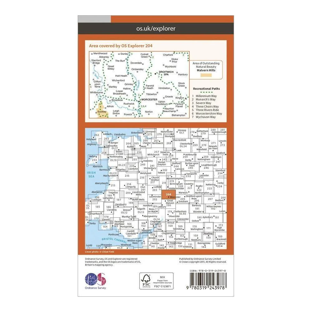 Explorer 204 Worcester & Droitwich Spa Map With Digital Version - Image 2