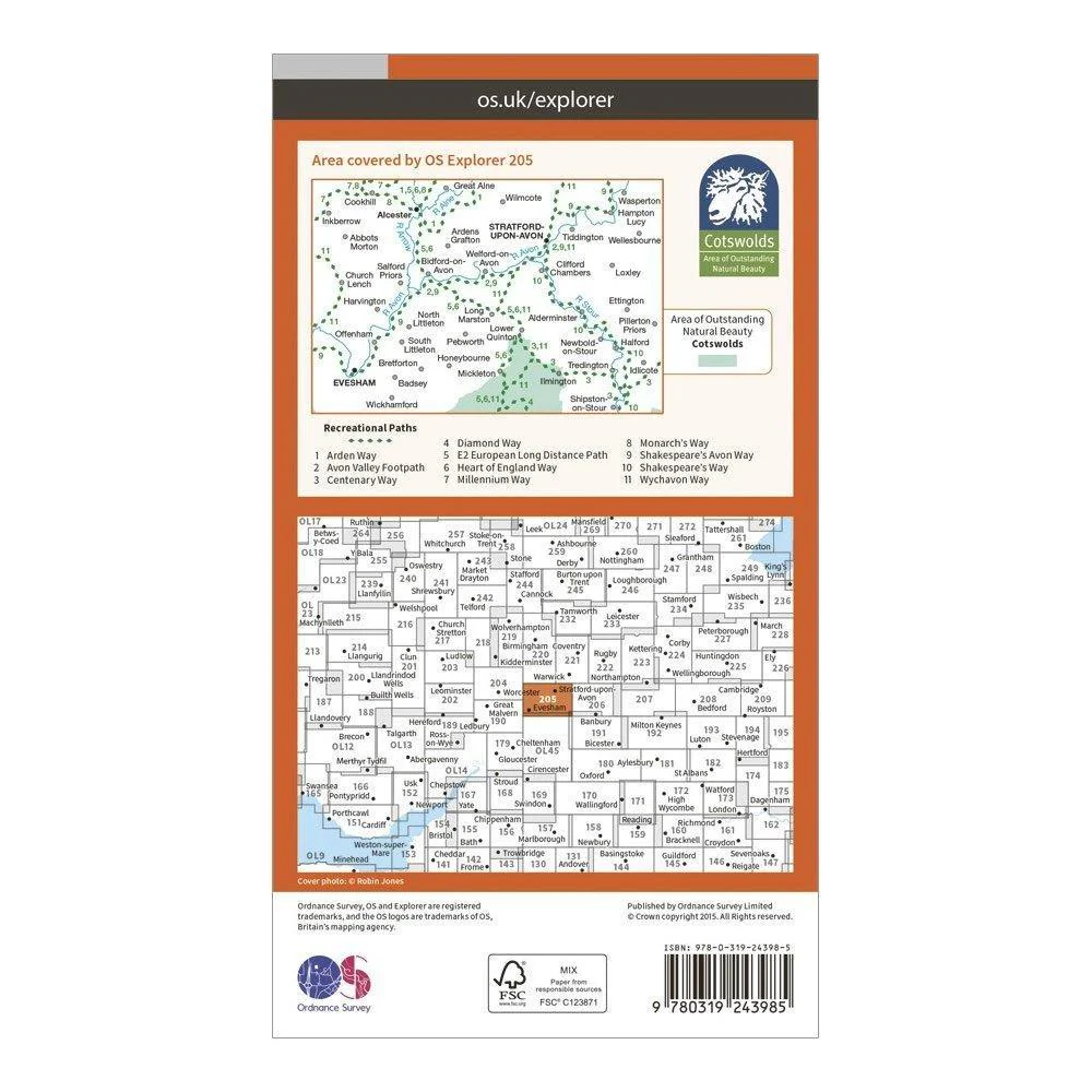 Explorer 205 Stratford-upon-Avon & Evesham Map With Digital Version - Image 2
