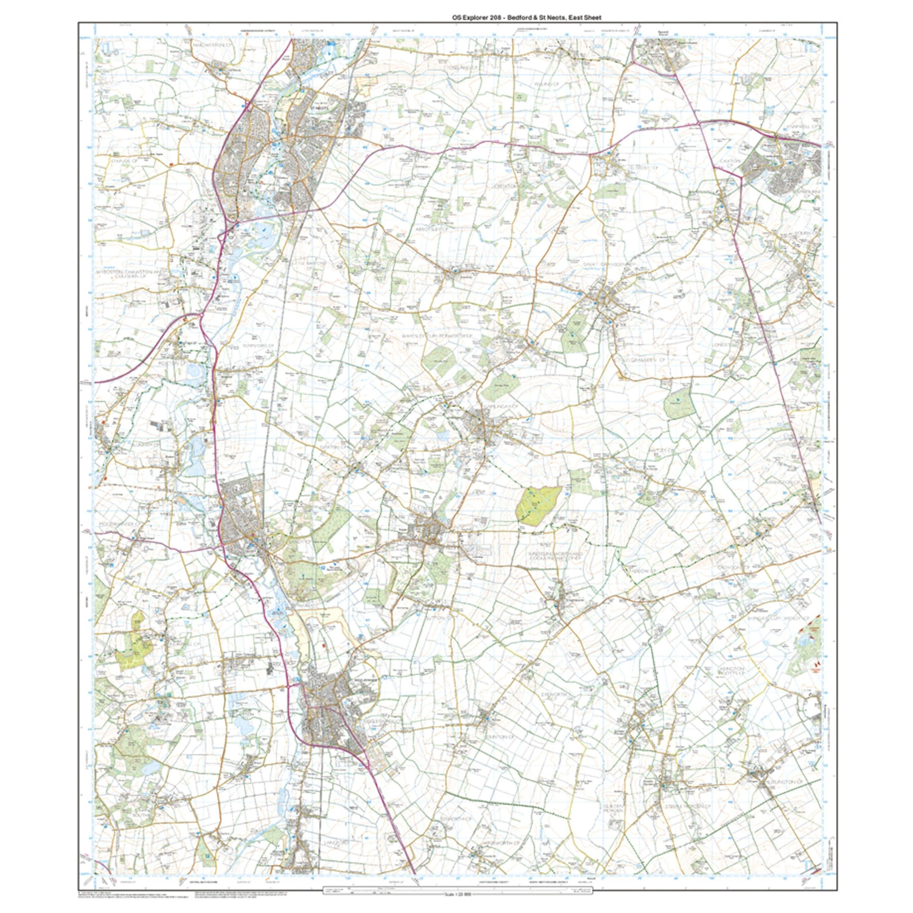 Explorer 208 Bedford, St Neots, Sandy & Biggleswade Map With Digital Version - Image 3