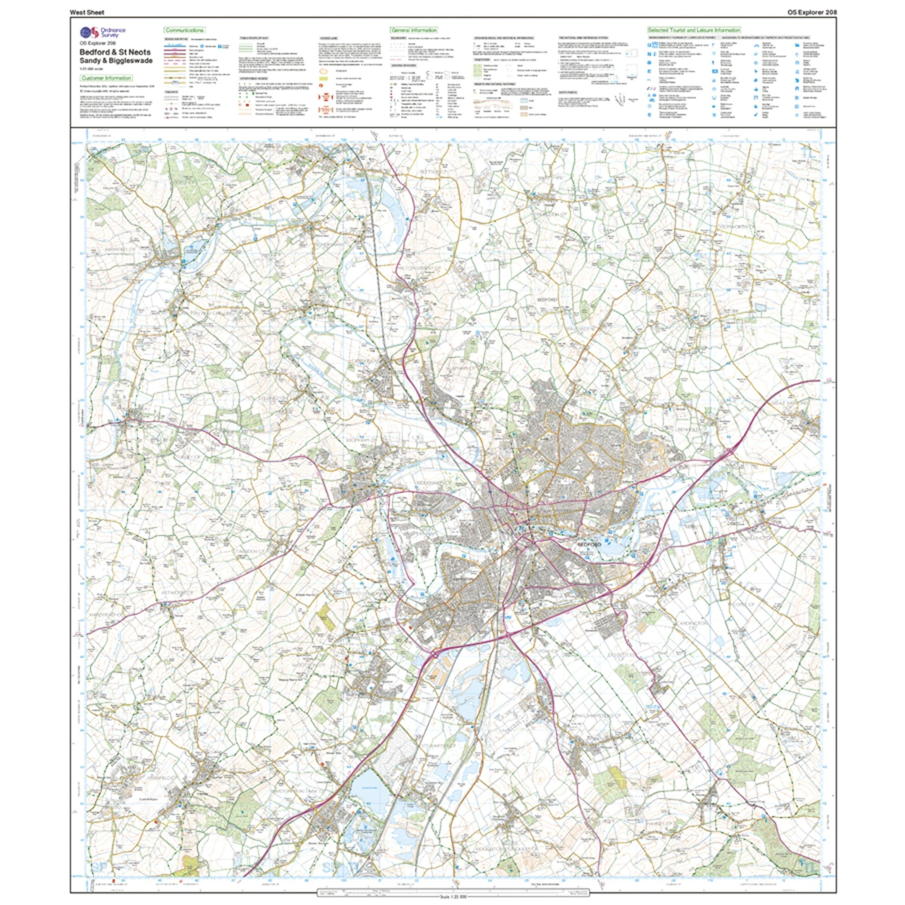 Explorer 208 Bedford, St Neots, Sandy & Biggleswade Map With Digital Version - Image 4