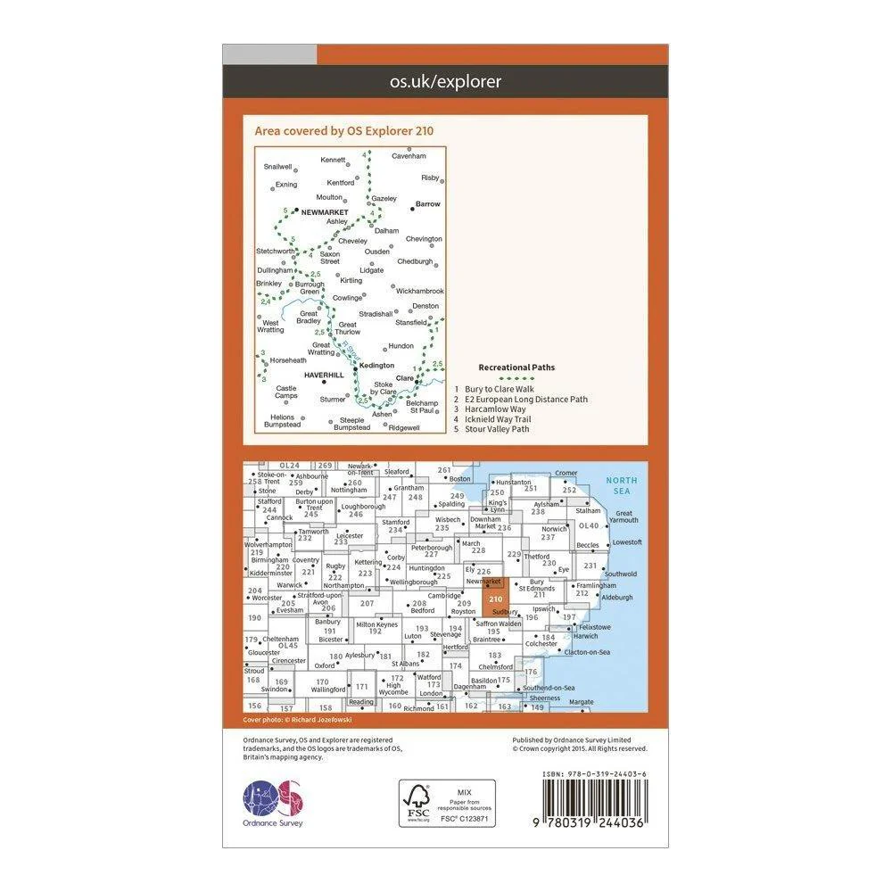 Explorer 210 Newmarket & Havehill, Barrow, Clare & Kedington Map With Digital Version - Image 2