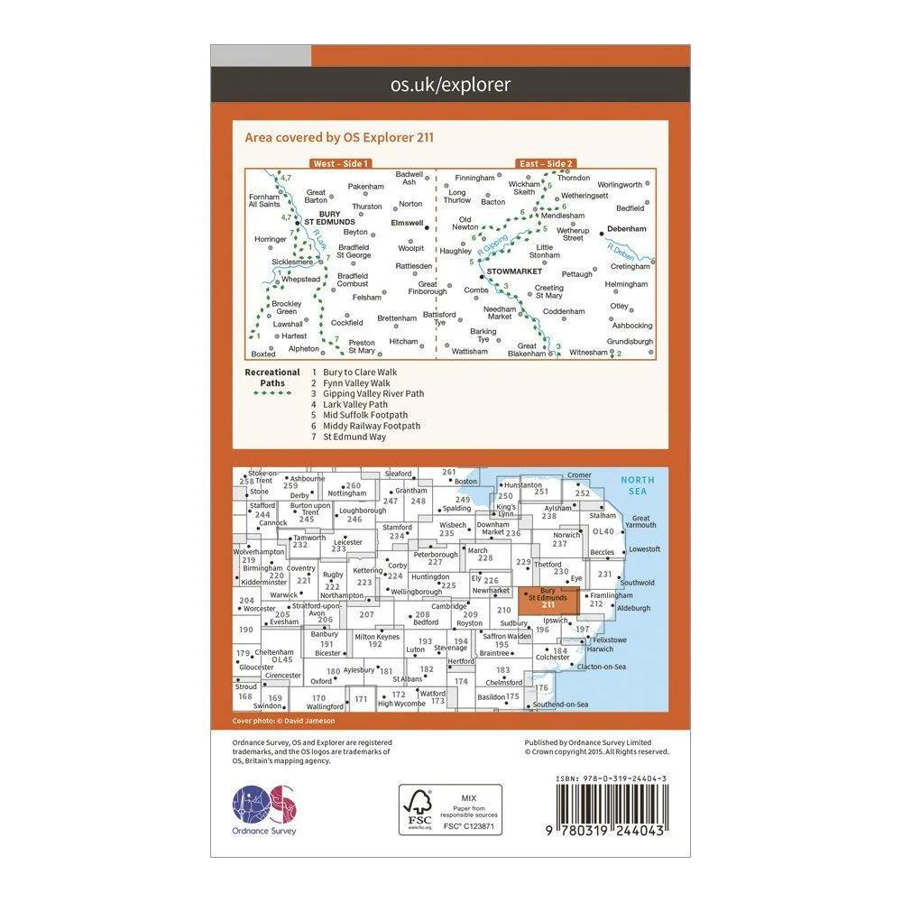 Explorer 211 Bury St Edmunds & Stowmarket Map With Digital Version - Image 2