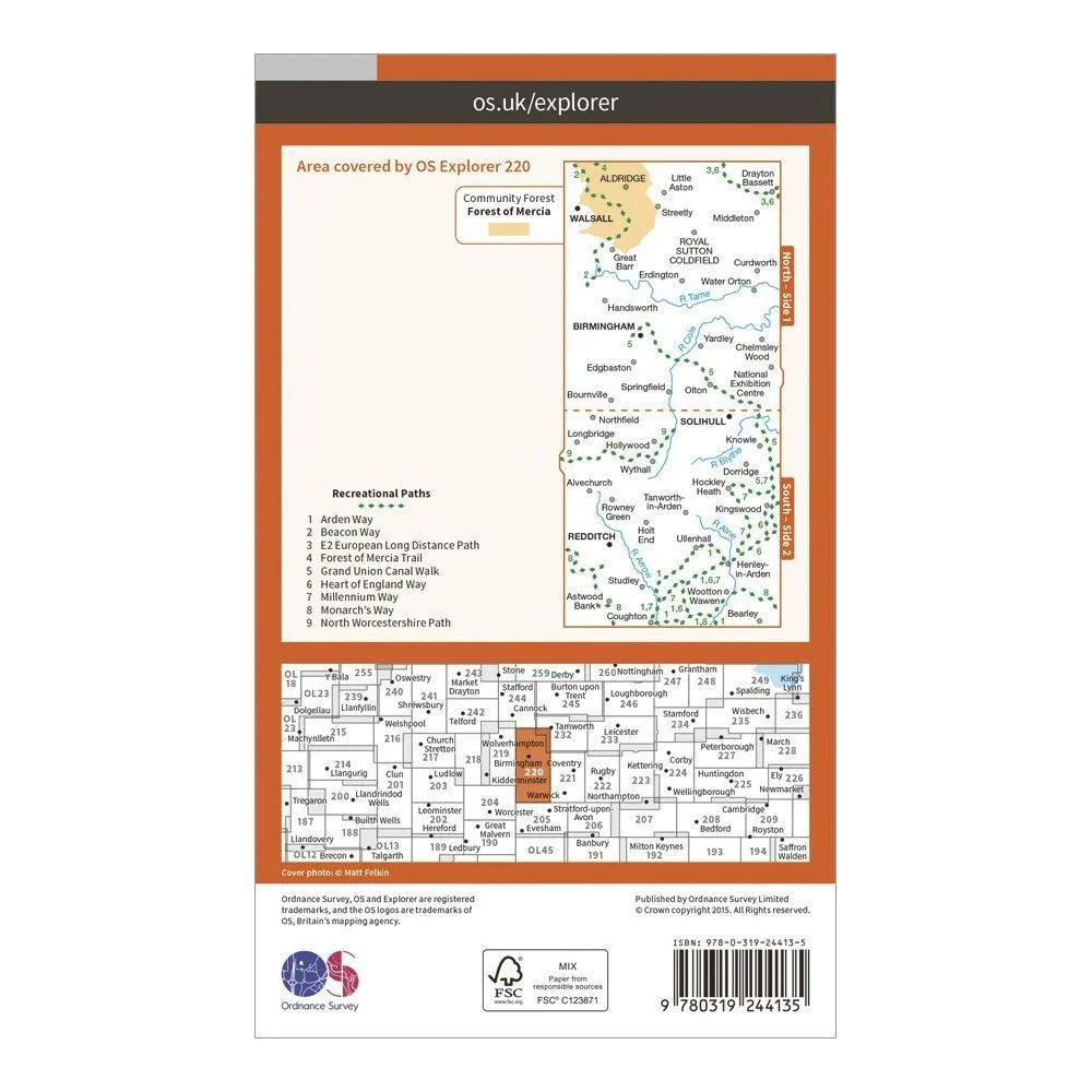 Explorer 220 Birmingham, Walsall, Solihull & Redditch Map With Digital Version - Image 2