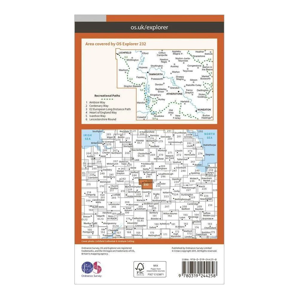 Explorer 232 Nuneaton  Tamworth Map With Digital Version - Image 2
